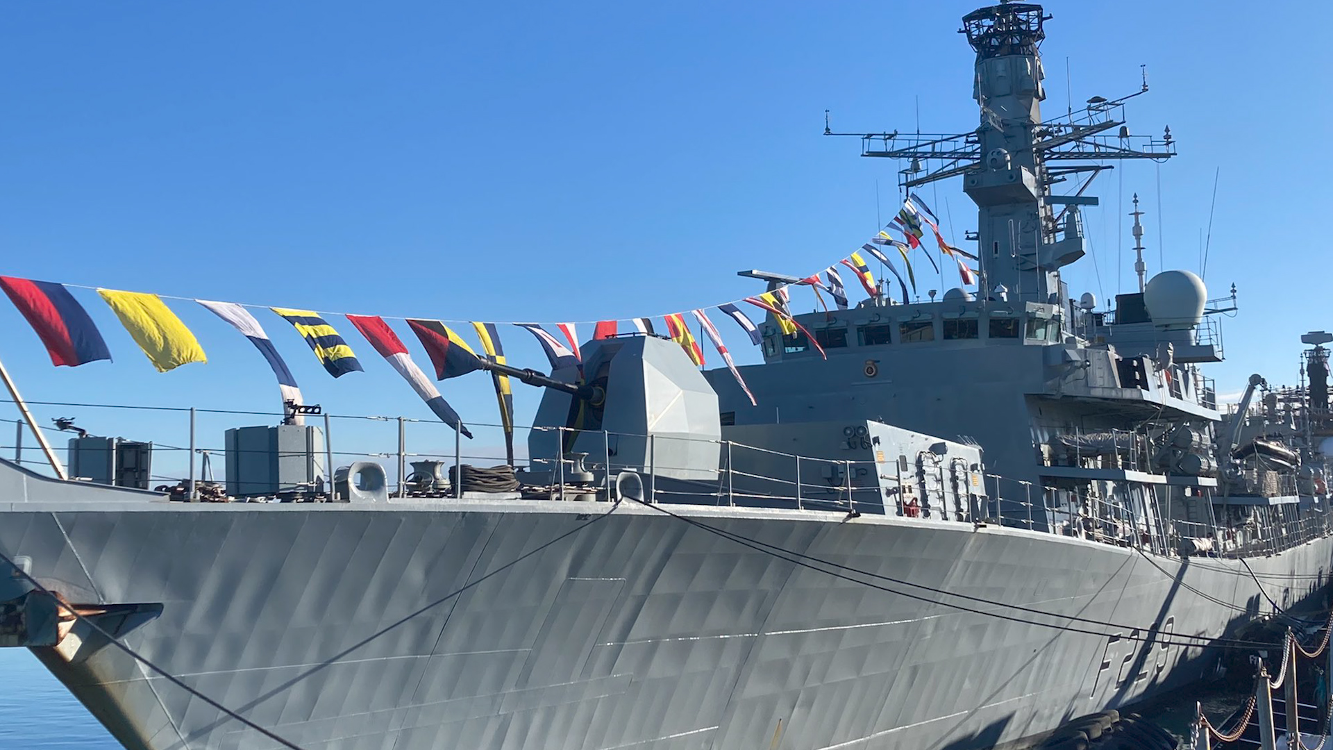 HMS Lancaster on Accession Day 2021 (Picture HMS Lancaster/ Twitter/ Royal Navy).