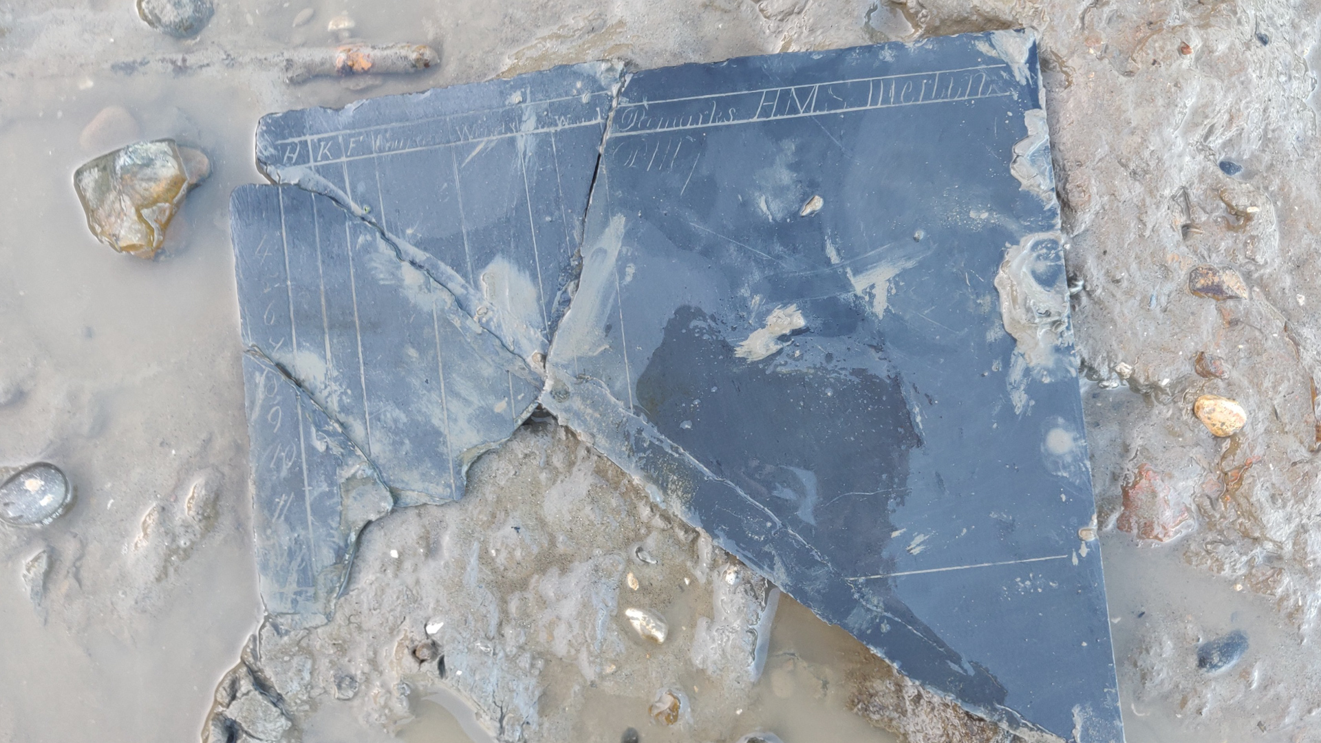 HMS Merlin log slate