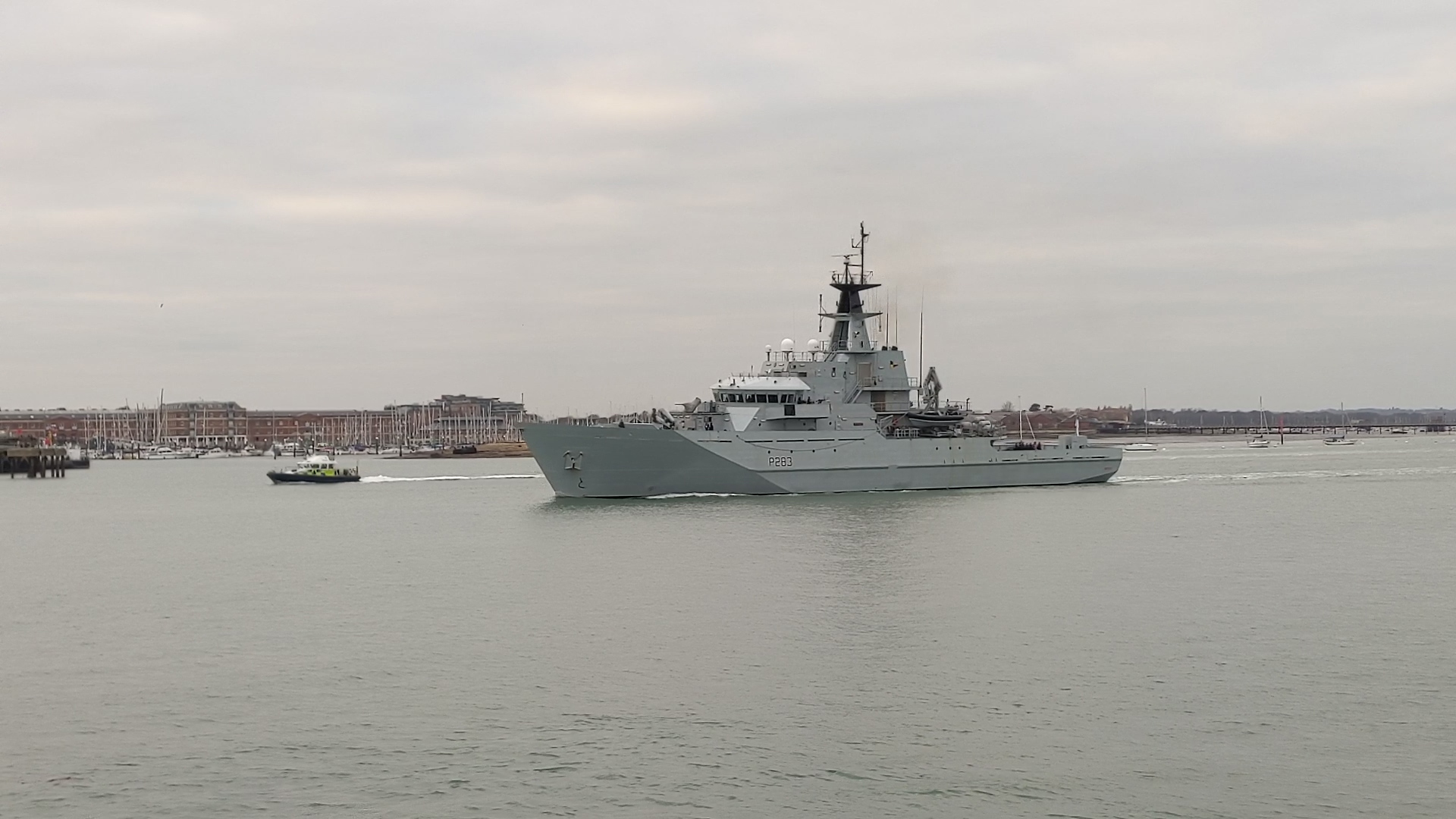 HMS Mersey leaving Portsmouth