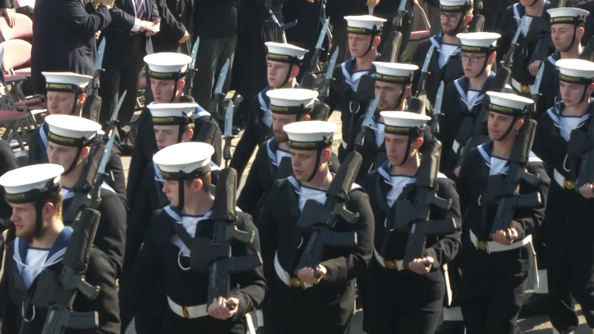 HMS Monmouth sailors parade through Monmouth 