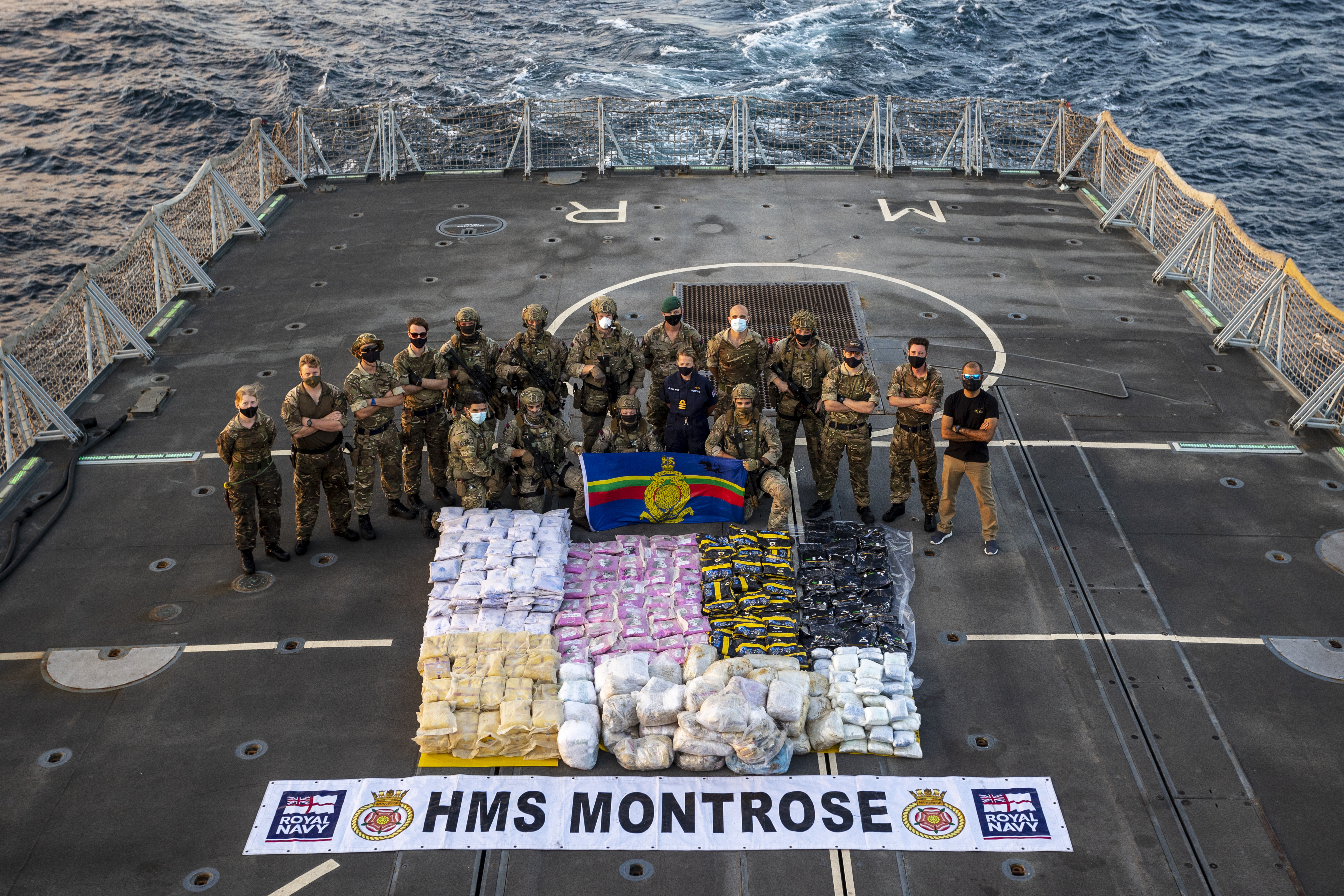 HMS Montrose after seizing nearly £15 million of drugs in the Gulf of Oman