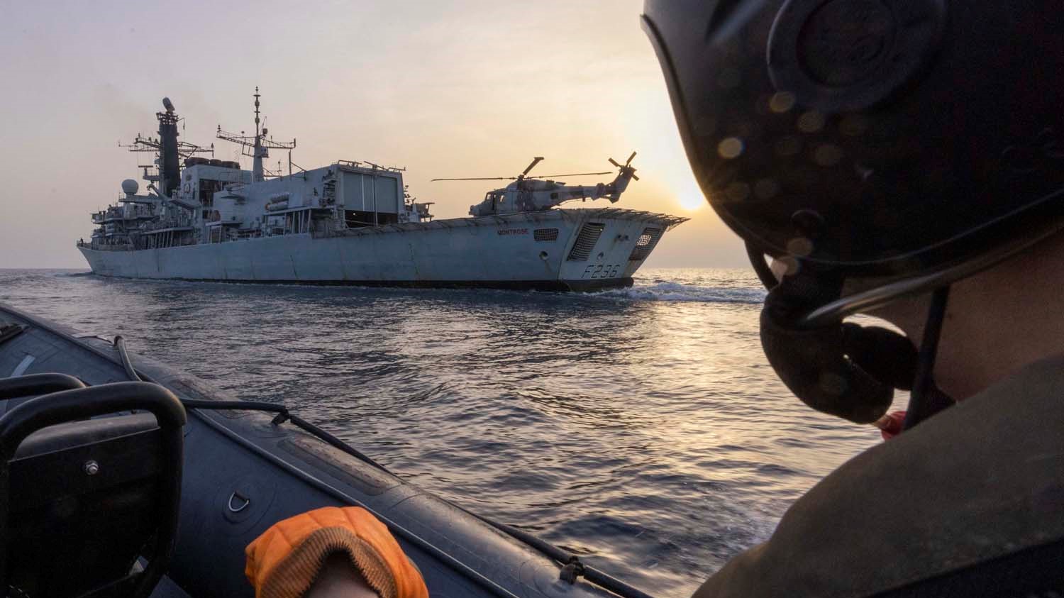 HMS Montroses sea boat returns to the frigate at sunset 18072022 CREDIT Royal Navy.jpg