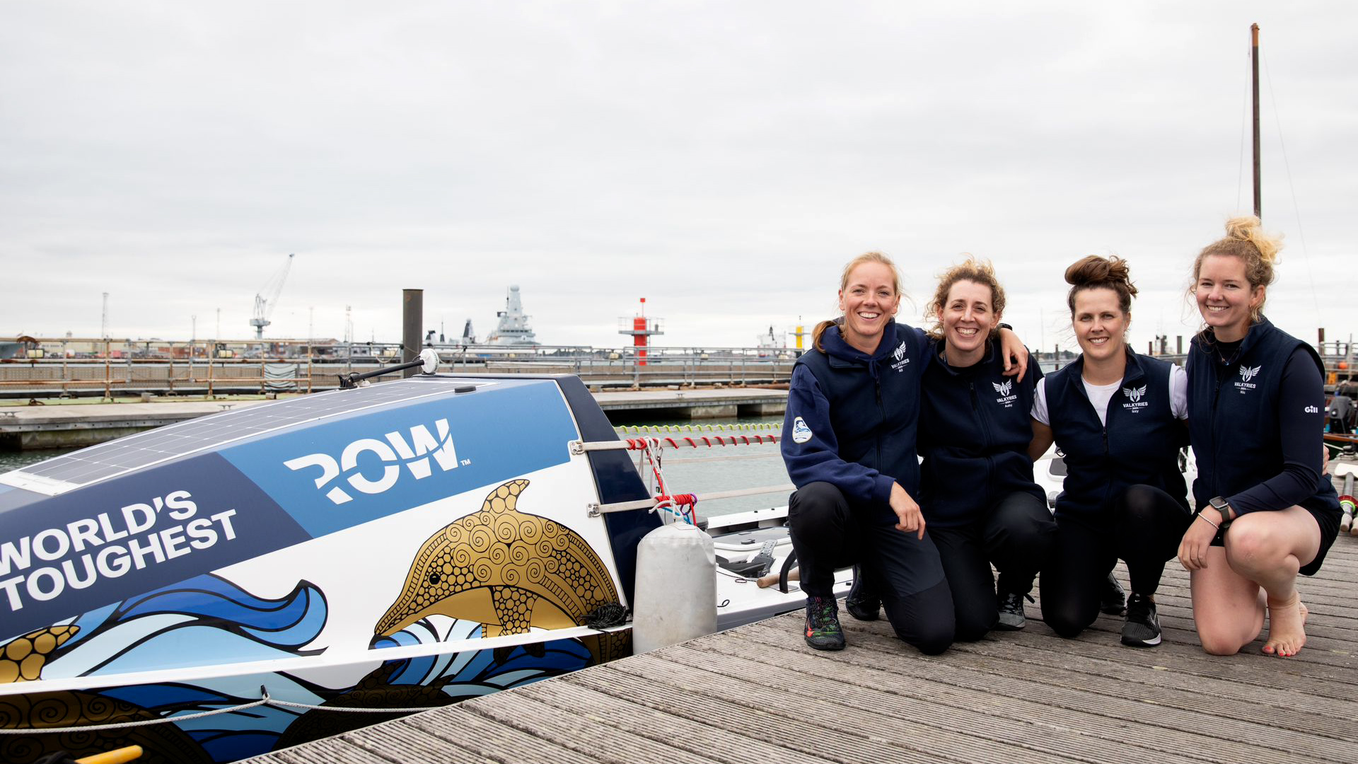 HMS Oardacious Valkyries with their boat before world's toughest row
