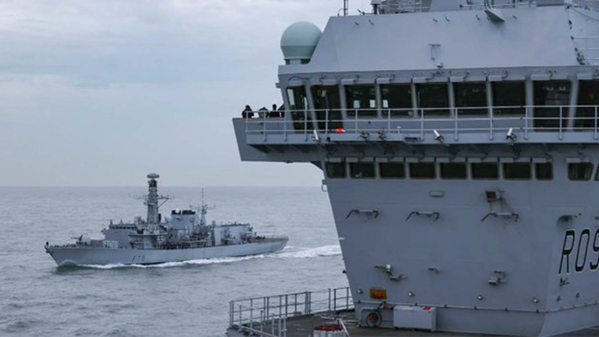 HMS Portland and RFA Tidesurge joined HMS Prince of Wales as she sails north for Exercise Steadfast Defender 220224 CREDIT ROYAL NAVY
