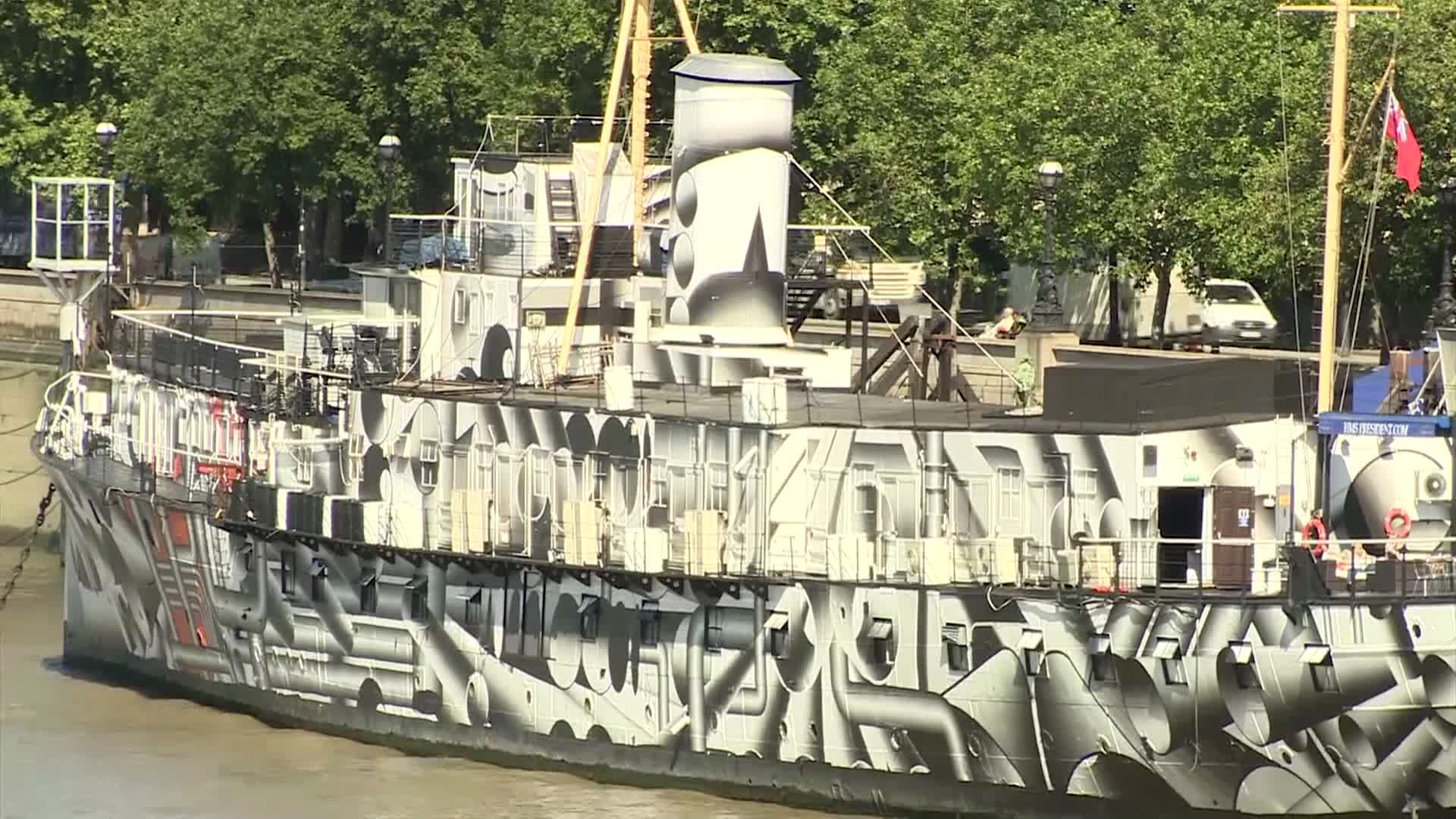 HMS President's original "dazzle" camouflage was restored in 2014 (Picture: BFBS)