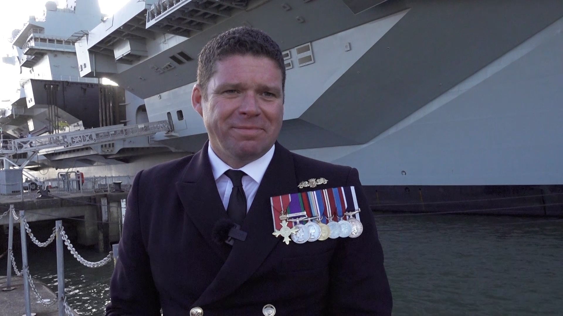 HMS Prince of Wales Captain, Richard Hewitt brought HMS POW home for Xmas 1112023 CREDIT BFBS
