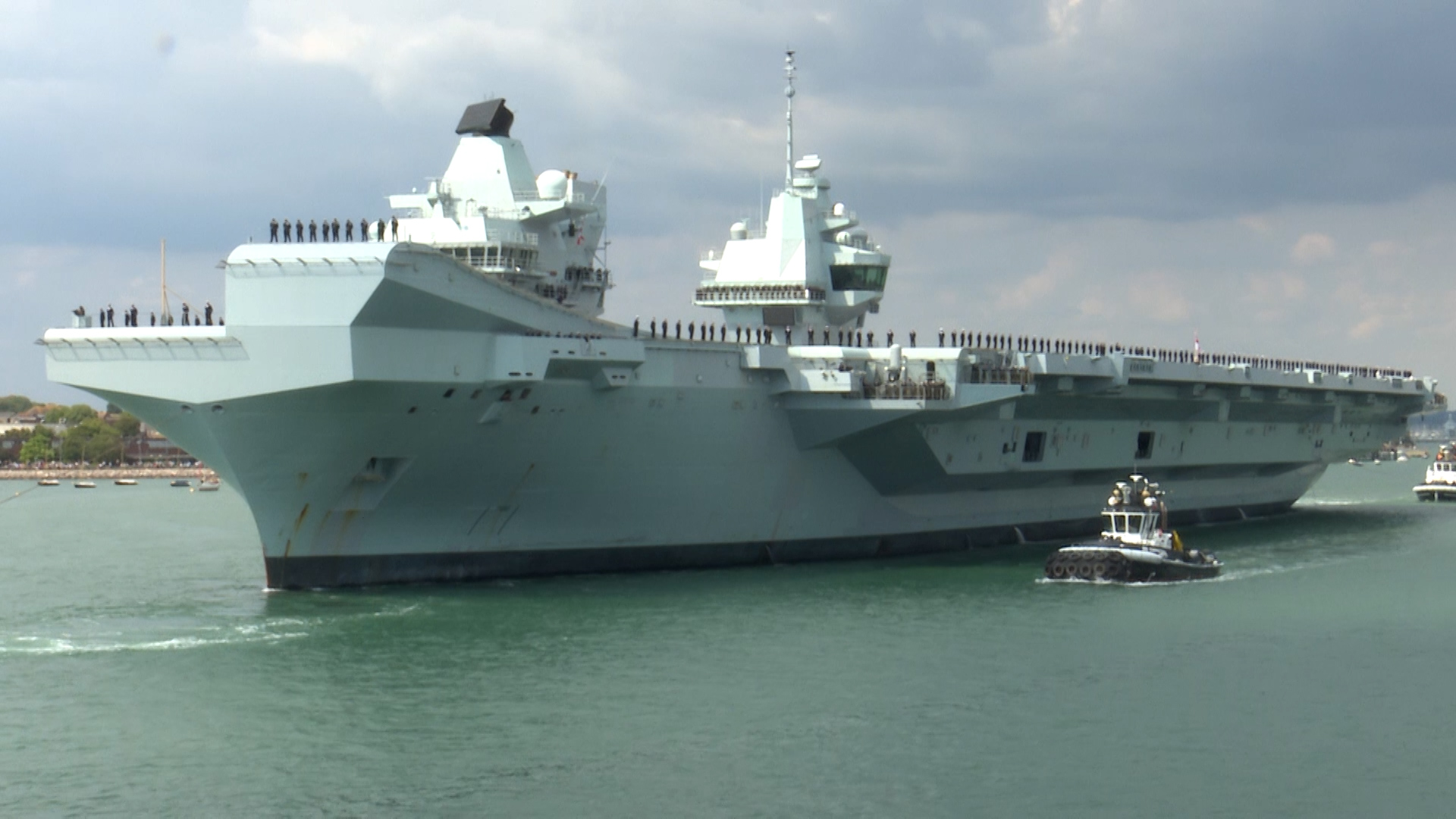 Photo of HMS Prince of Wales leaving Portsmouth earlier this year.
