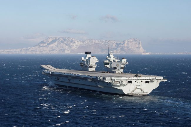 HMS Prince of Wales on her approach to Gibraltar