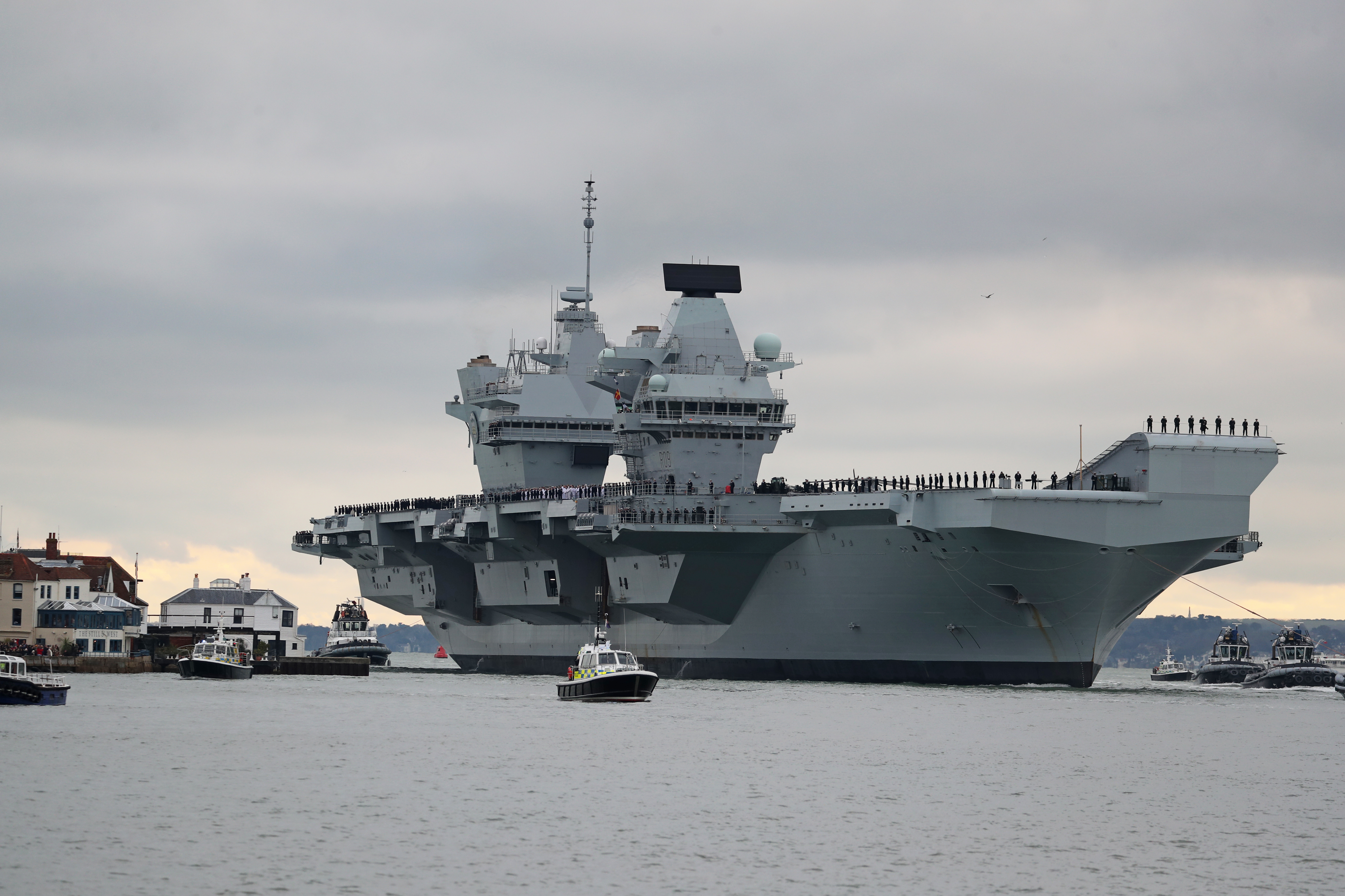 HMS Prince of Wales arriving in Portsmouth 161119 CREDIT PA