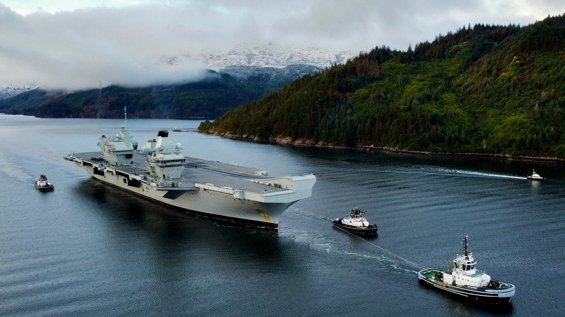 HMS Prince of Wales arriving into Glen Mallan