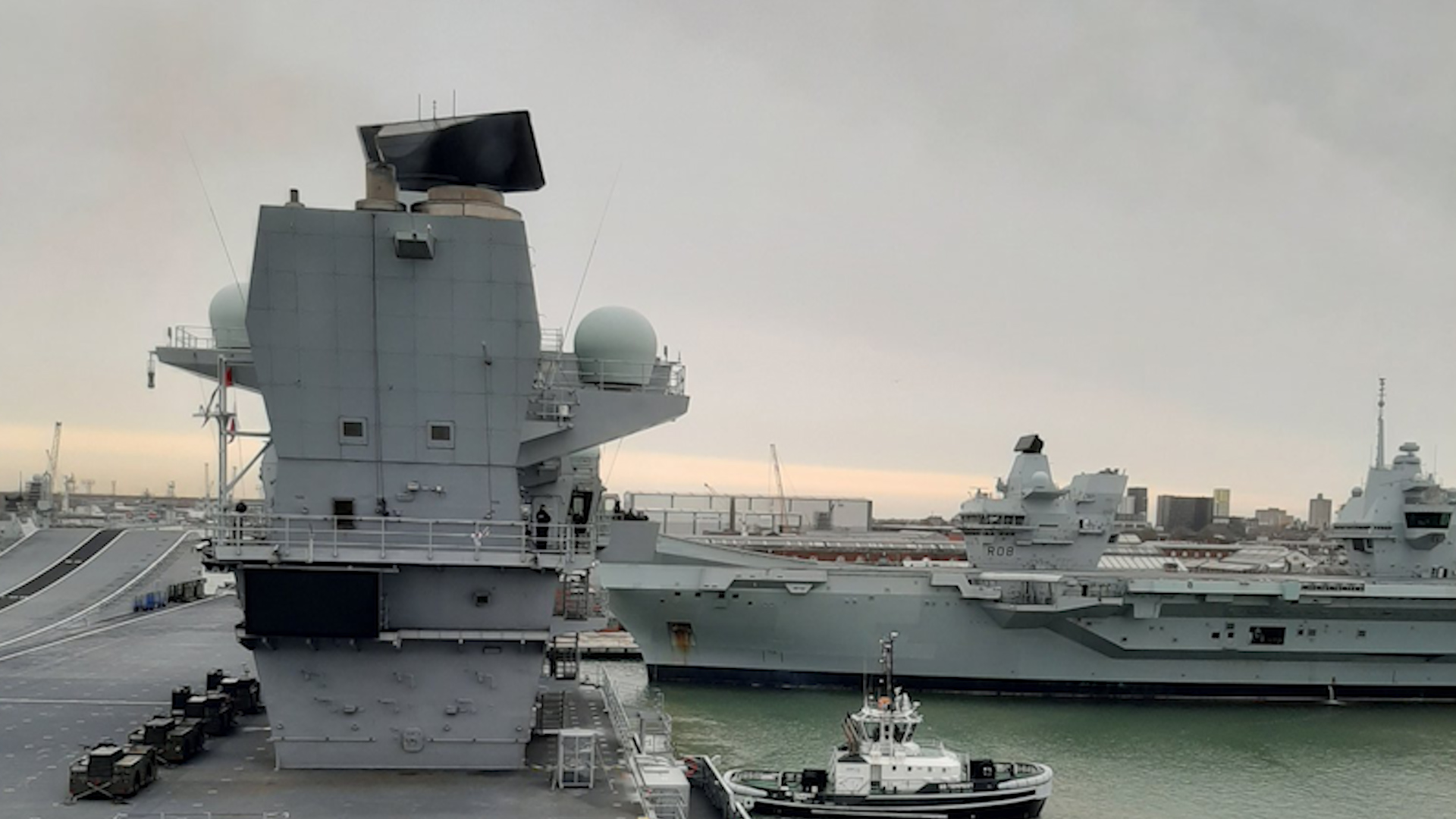 HMS Prince of Wales before leaving Portsmouth