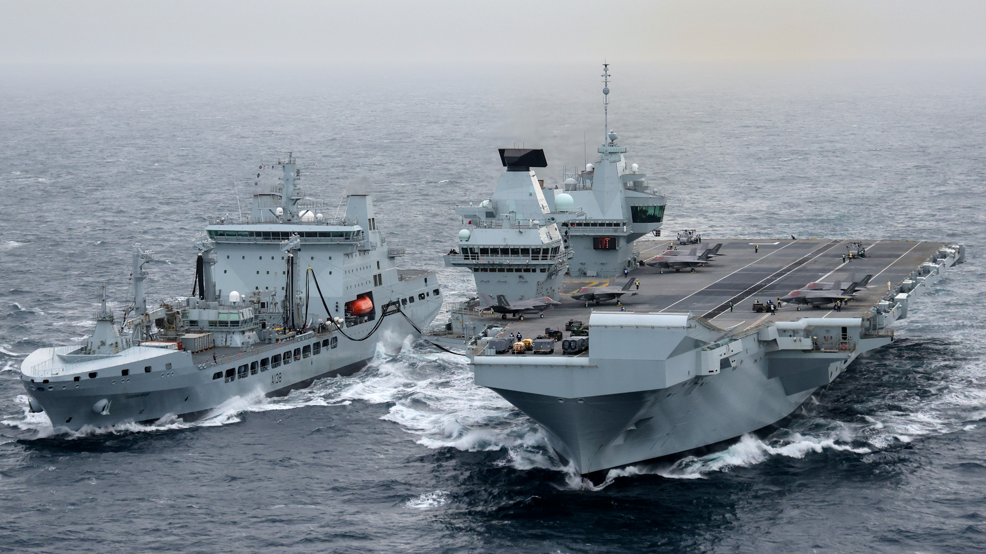 	HMS Prince of Wales conducted Replenishment at Sea with RFA Tidesurge