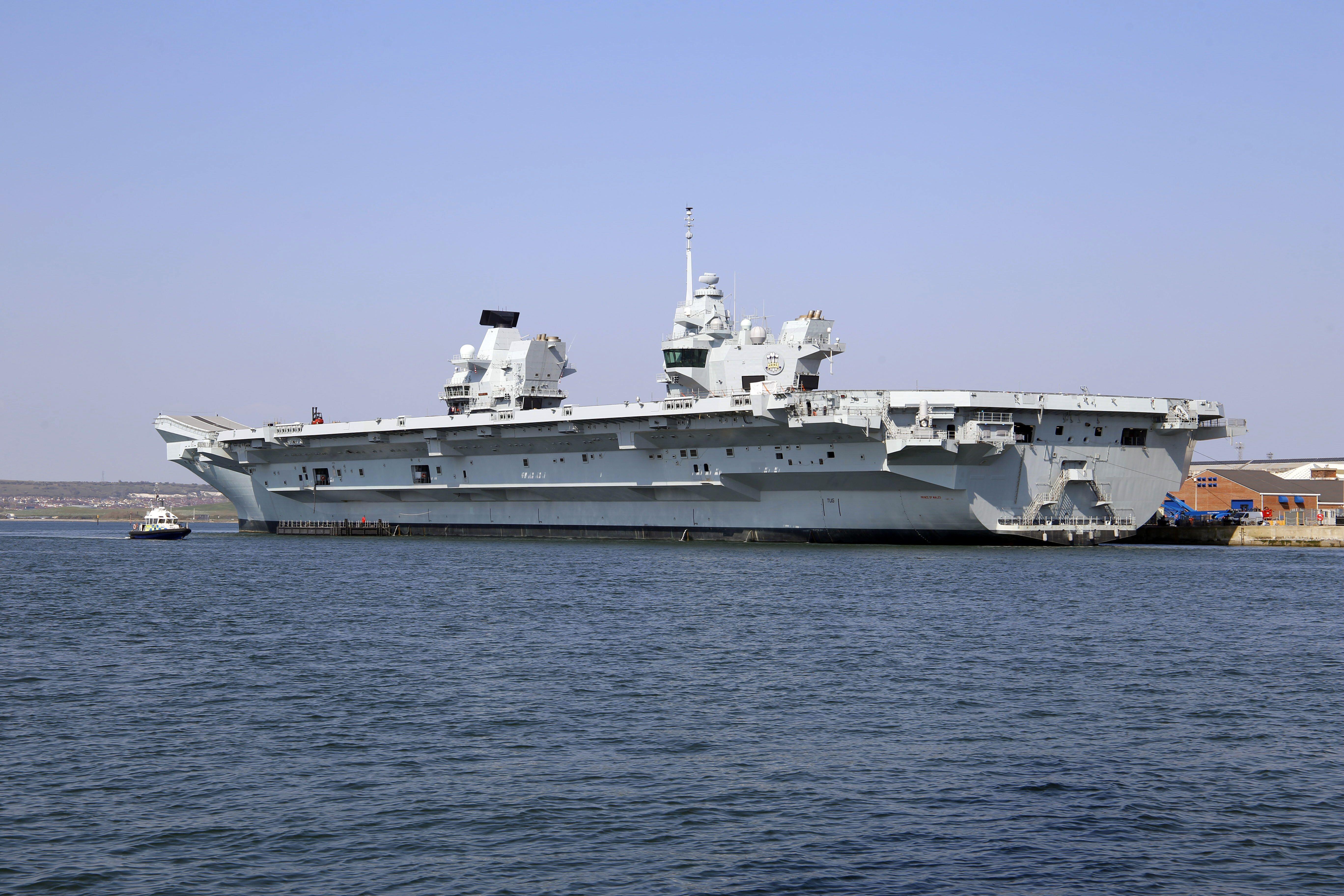 HMS Prince of Wales in Portsmouth Harbour