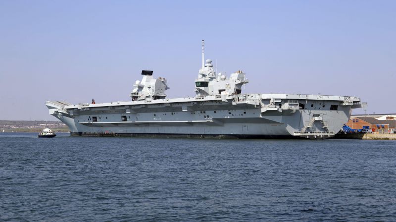 HMS Prince of Wales shown in Portsmouth Harbour