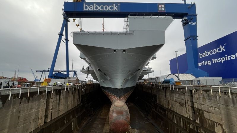 HMS Prince of Wales in drydock. CREDIT ROYAL NAVY