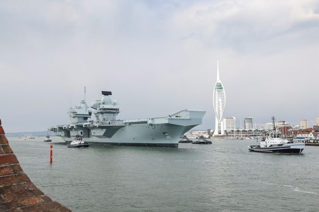 HMS Prince of Wales setting sail from Portsmouth last month (Picture: MOD).