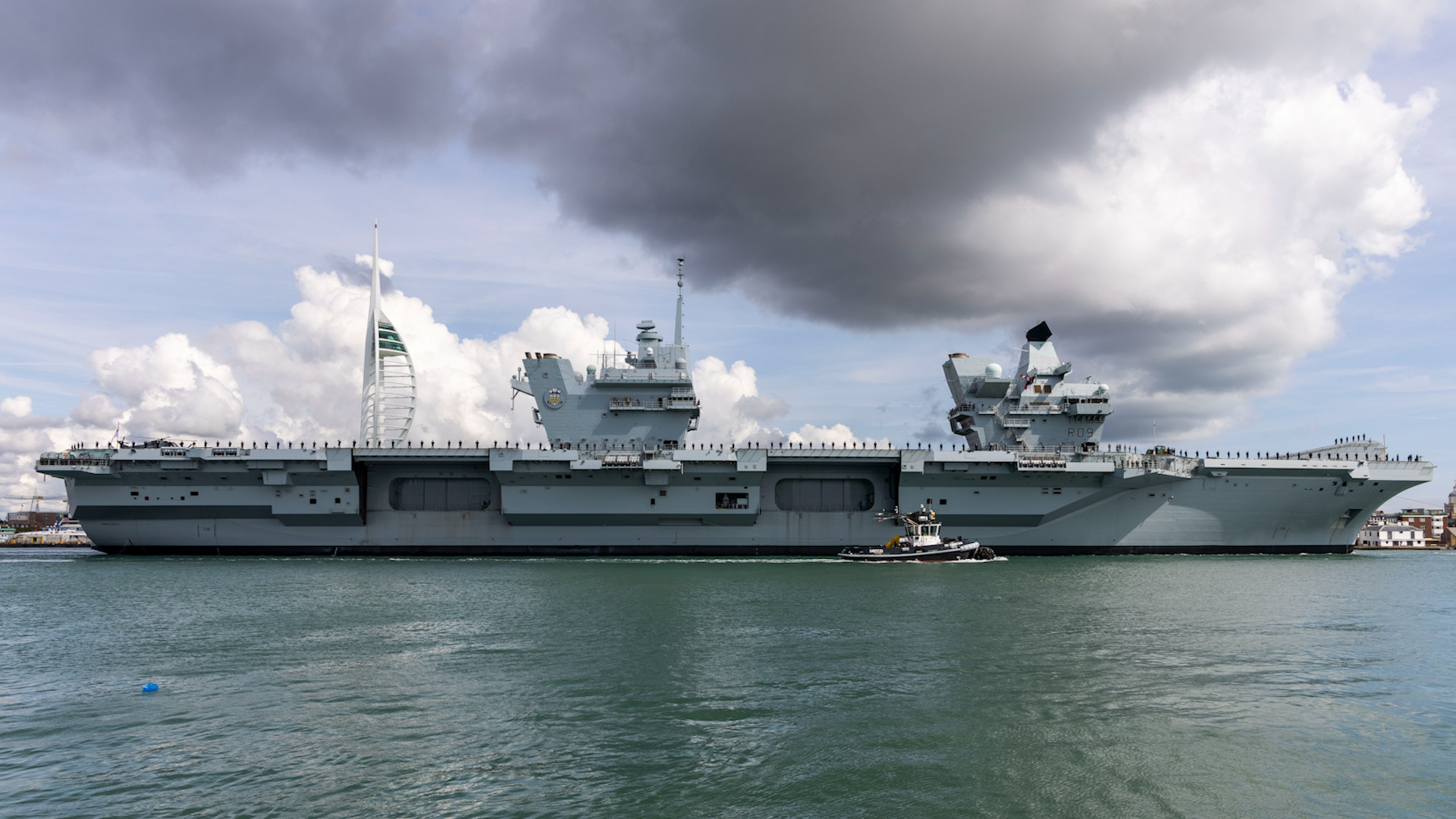 HMS Prince of Wales leaving Portsmouth for autumn deployment