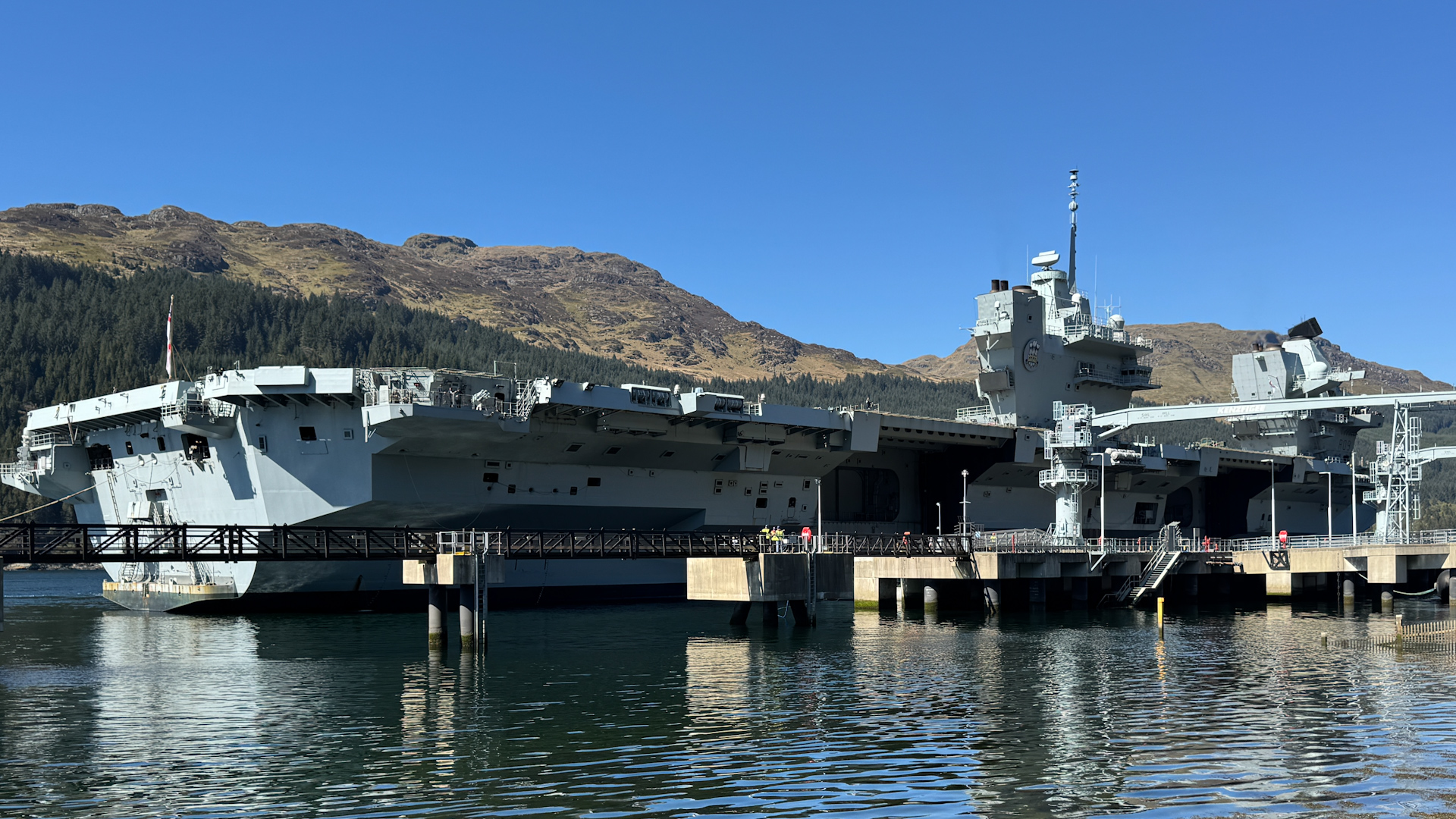 HMS Prince of Wales re-supllied at Glenn Mallan jetty on Loch Long Scotland