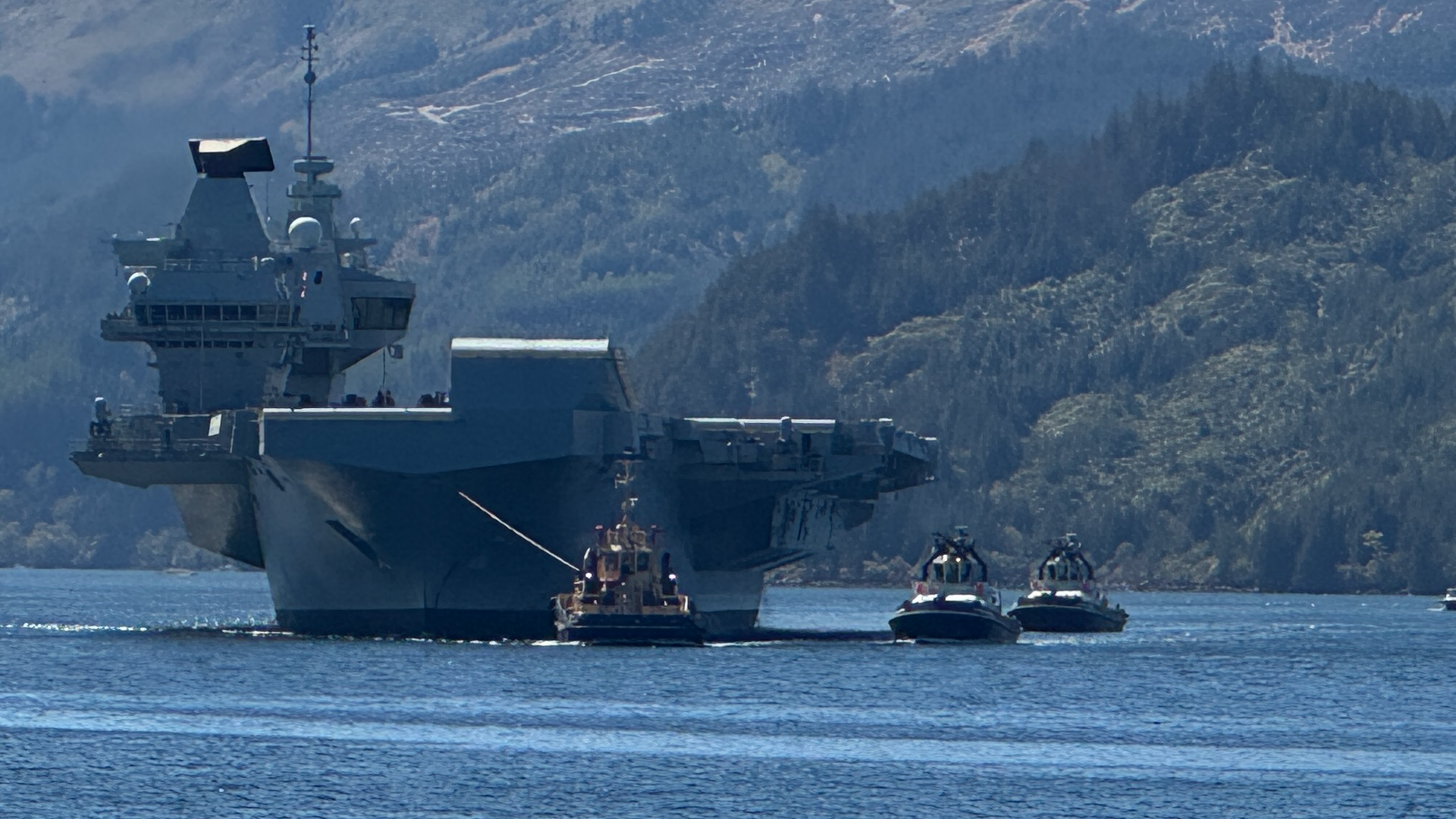 HMS Prince of Wales re-supllied at Glenn Mallan jetty on Loch Long Scotlan