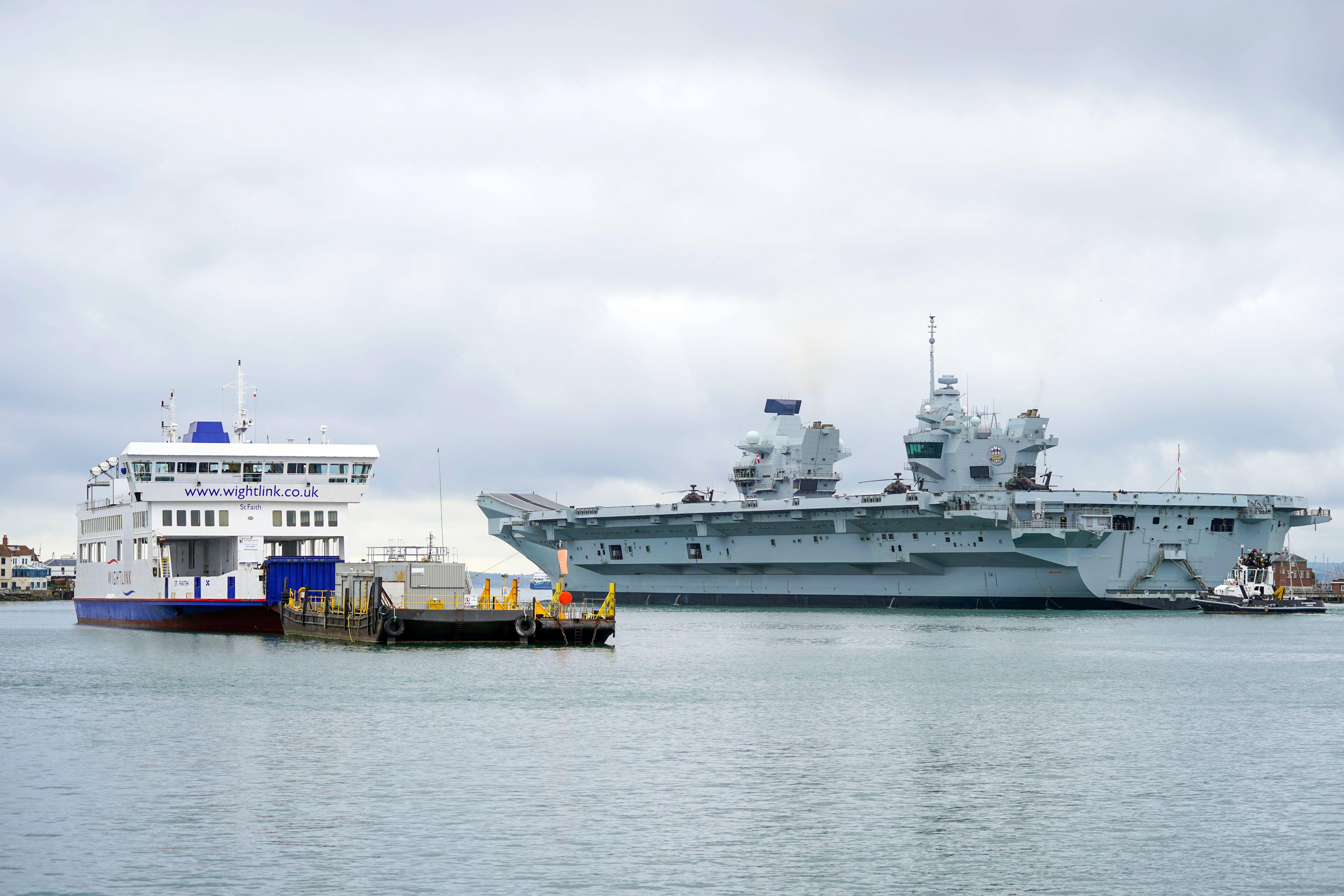 HMS Prince of Wales sails from Portsmouth