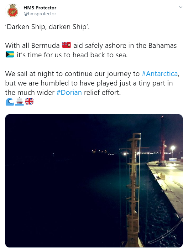 HMS Protector tweet