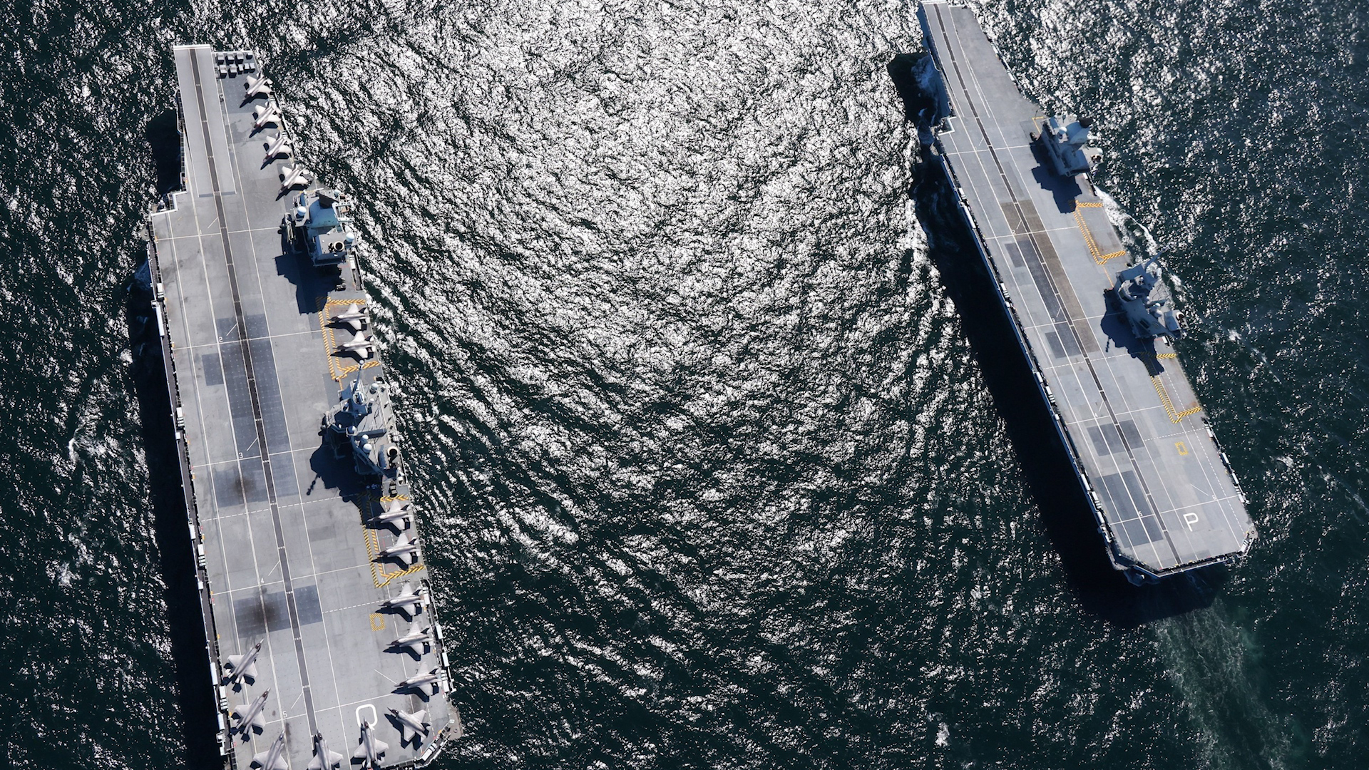 HMS Queen Elizabeth and HMS Prince of Wales at sea together pic 4 200521 CREDIT Crown Copyright