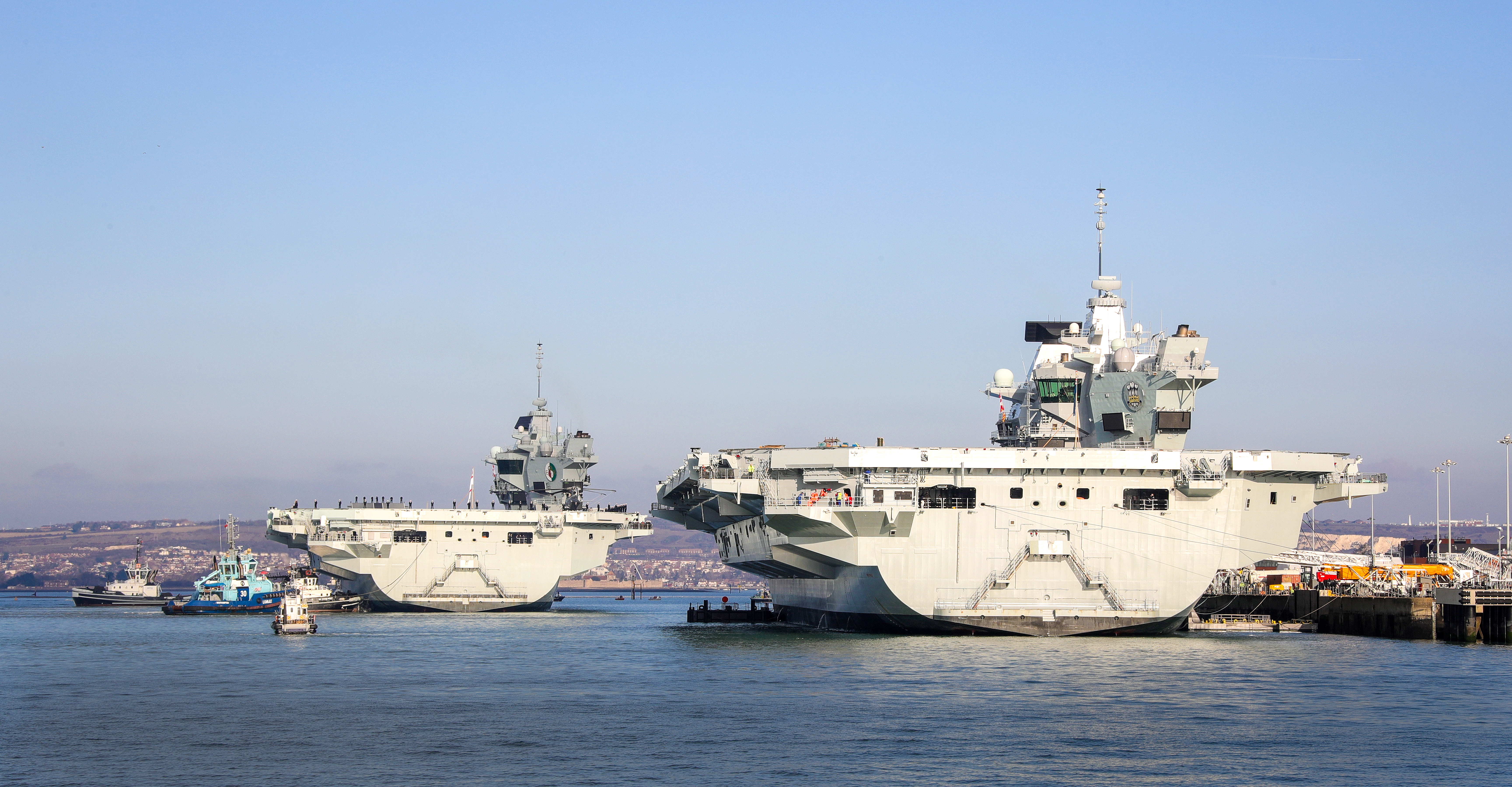 HMS Queen Elizabeth alongside HMS Prince of Wales for the first time (Picture: Royal Navy).