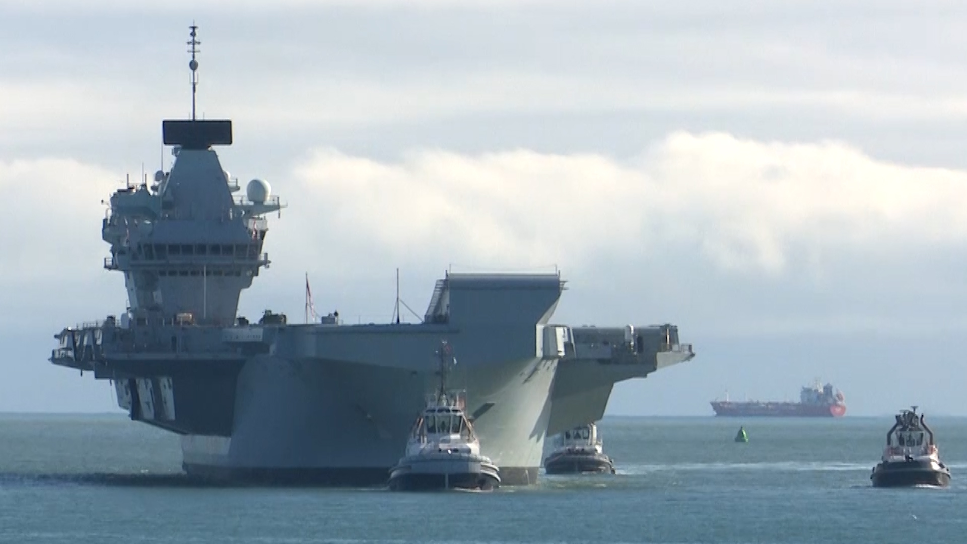 HMS Queen Elizabeth arriving back in Portsmouth after a deployment to the USA, October 2022,