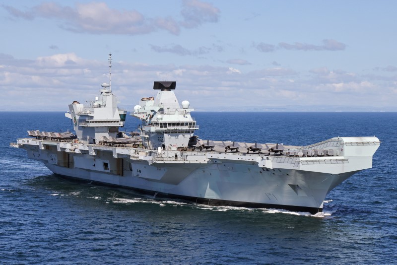 HMS Queen Elizabeth before leaving on maiden deployment with Carrier Strike Group 21 Portsmouth Harbour 19052021 CREDIT MOD
