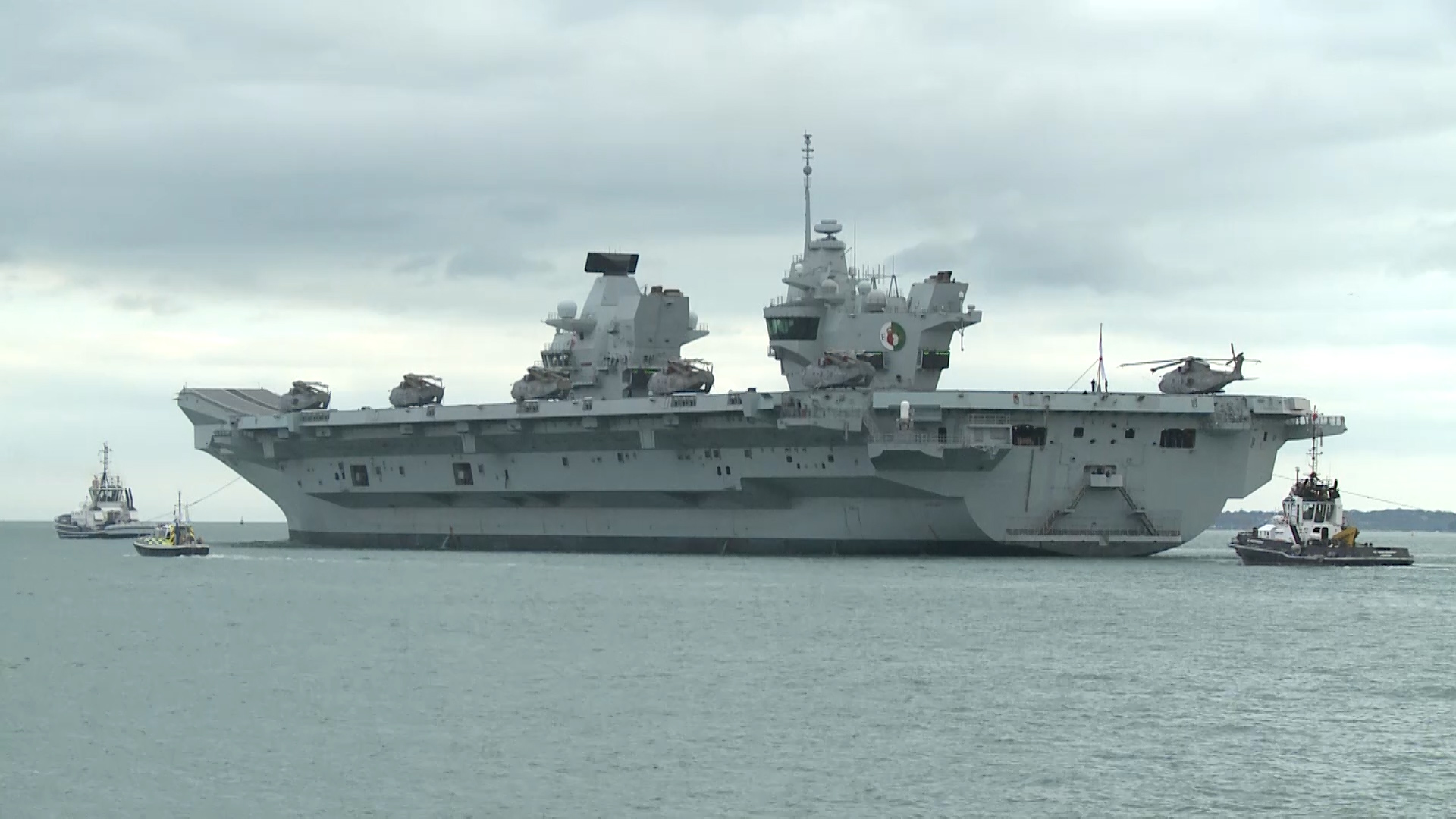 HMS Queen Elizabeth departing Portsmouth for a training exercise after her departure was postponed due to COVID-19 090920 SOURCE BFBS.jpg