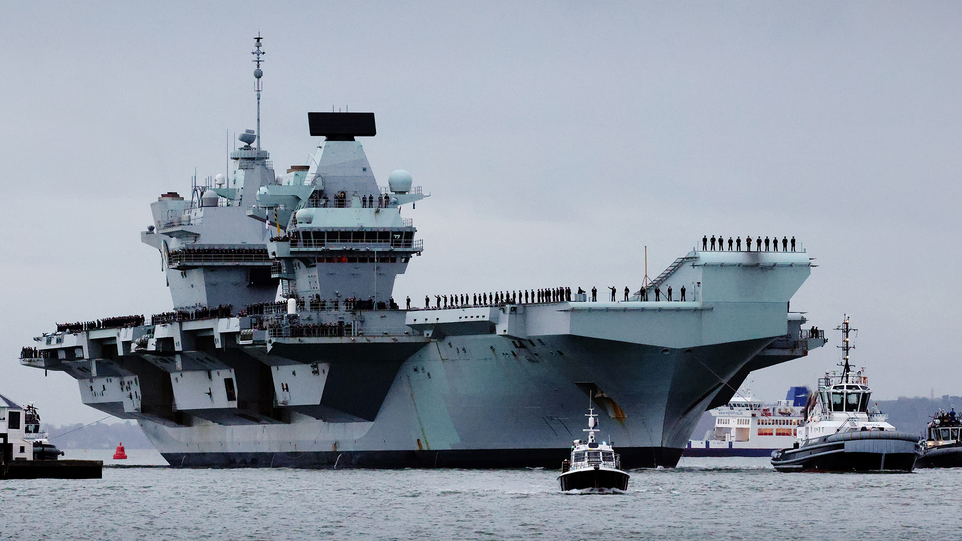 The Royal Navy gives HMS Queen Elizabeth, seen here, and her sister ship HMS Prince of Wales a displacement of 65,000 tonnes (Picture: MOD)