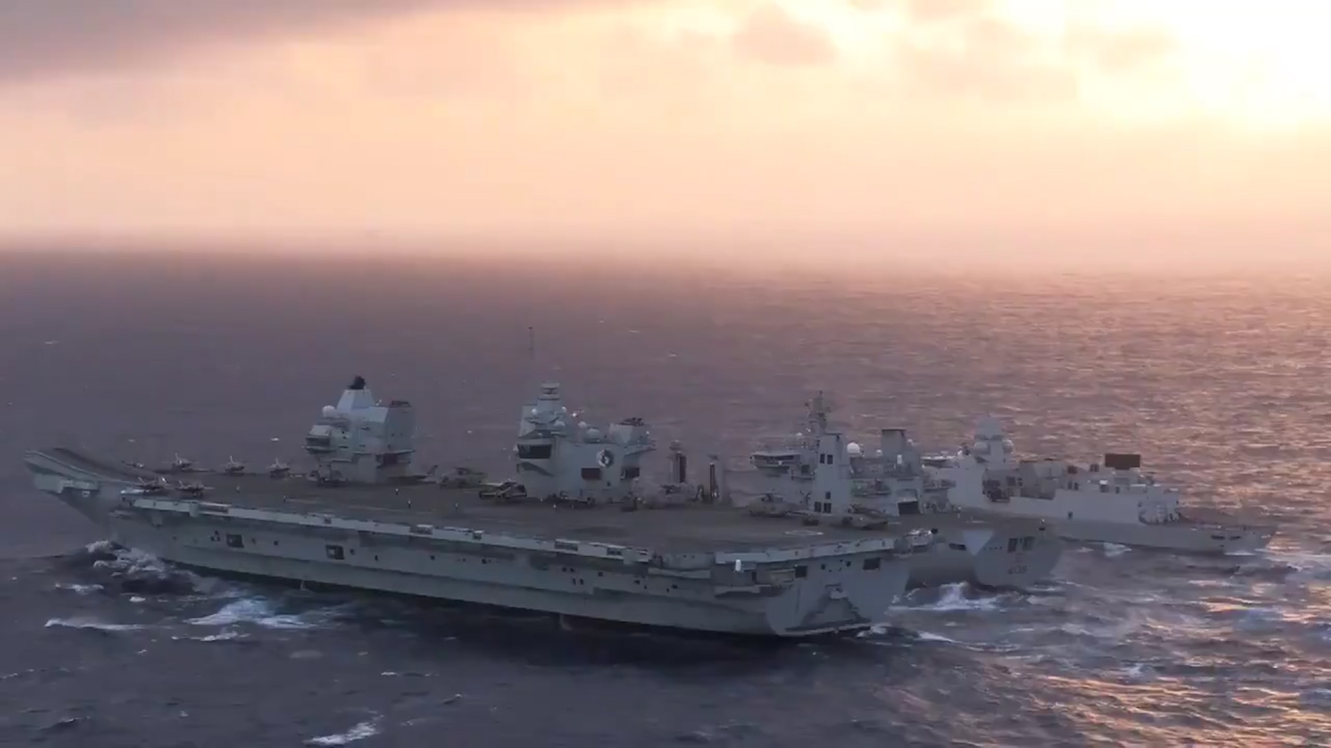 HMS Queen Elizabeth sailing through the South China Sea earlier this year