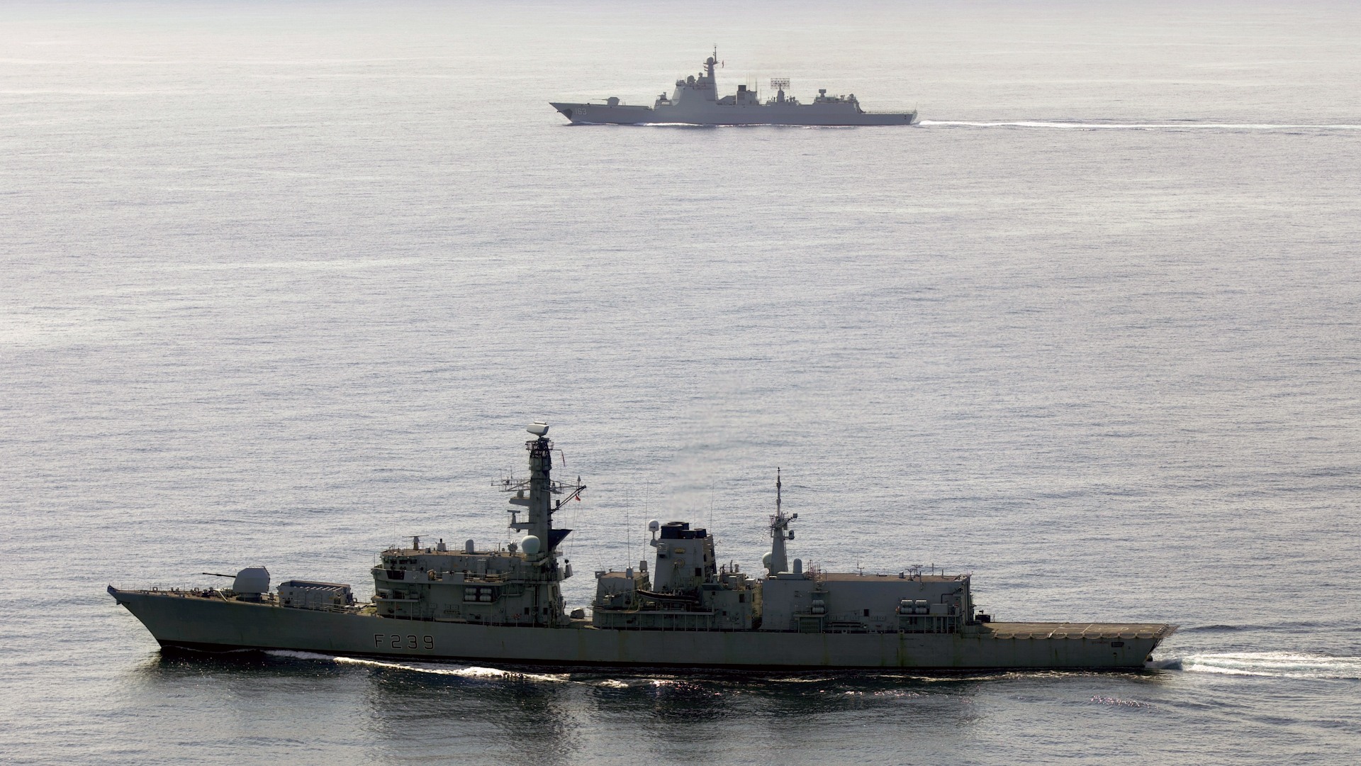 HMS Richmond (foreground) accompanies Chinese destroyer Jiaozuo through the English Channel 100824 CREDIT Royal Navy.jpg