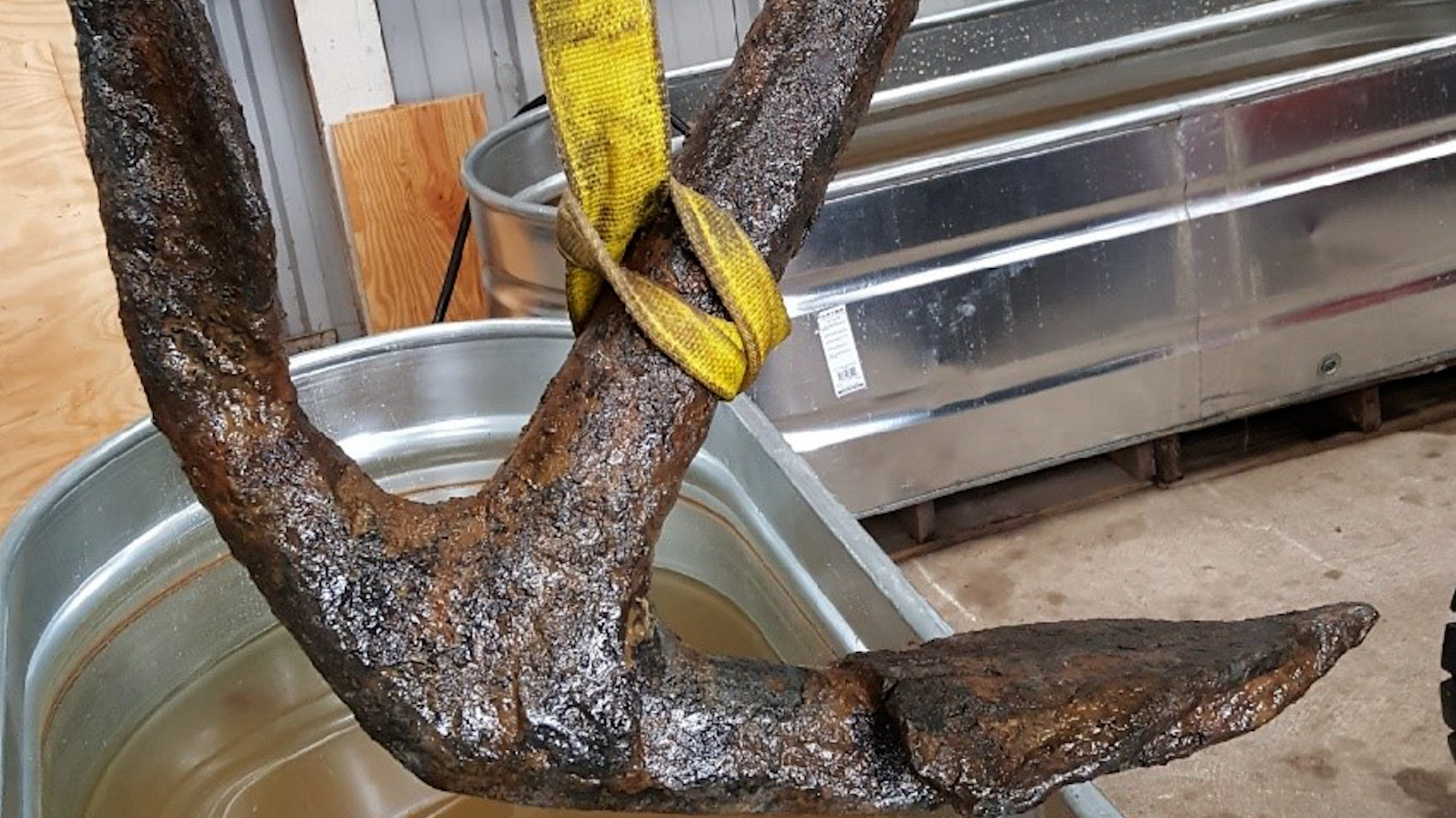 An anchor was among the items found in the Savannah River (Picture: Royal Navy).