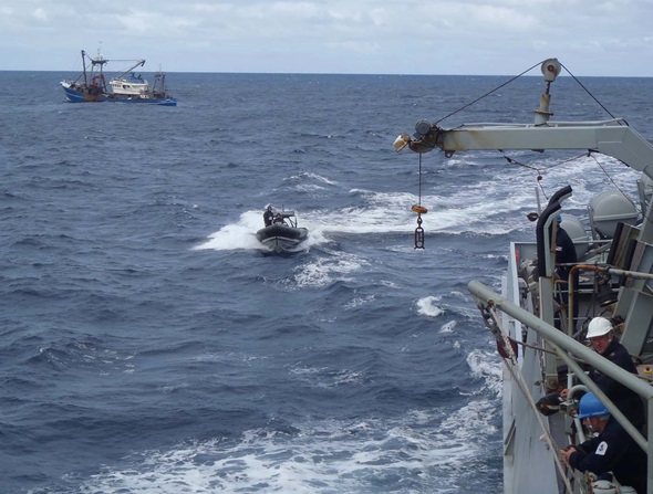 HMS Severn seaboat returning from trip CREDIT ROYAL NAVY