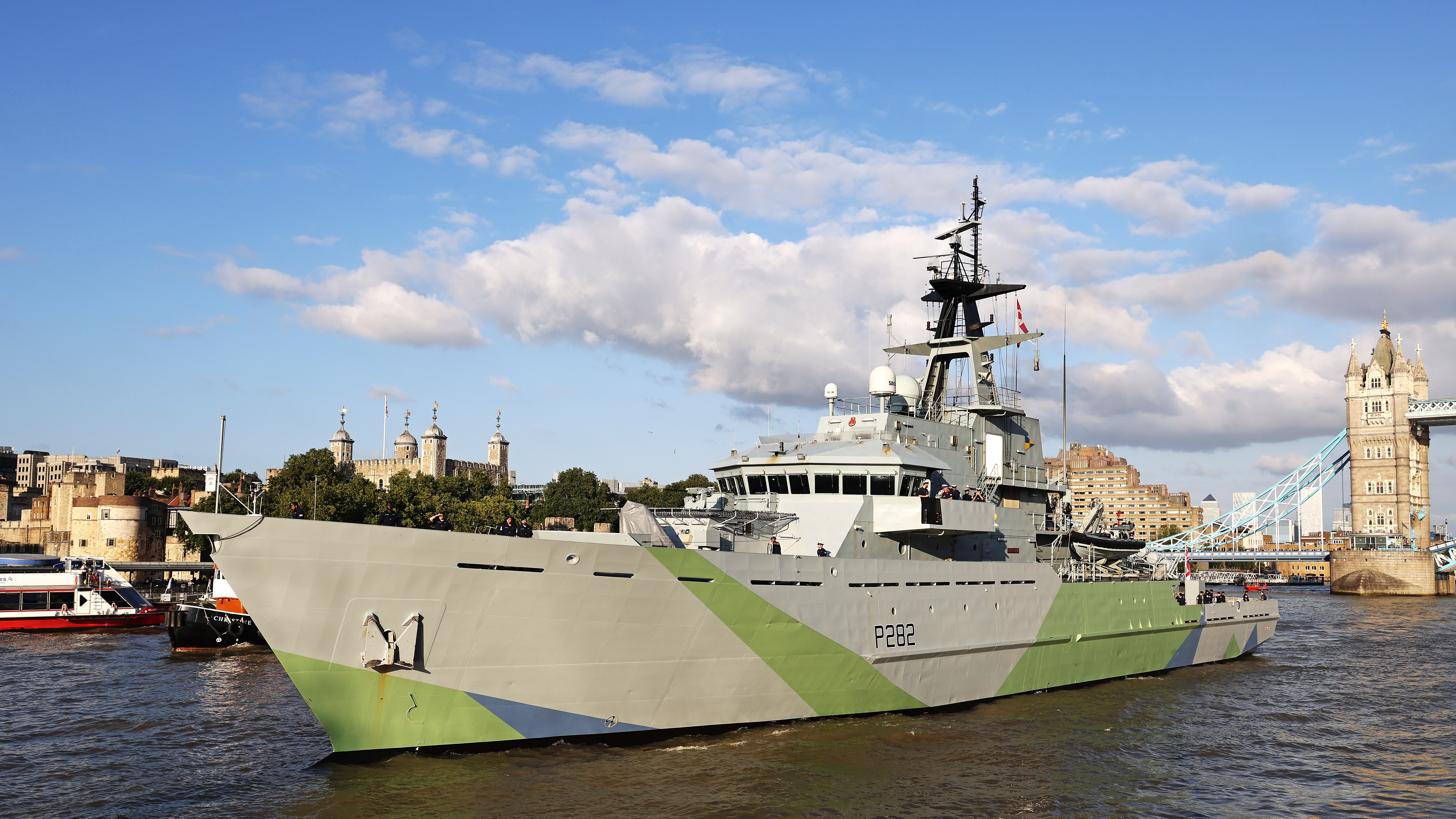 HMS Severn welcomed into the Royal Navy arrived in the Pool of London