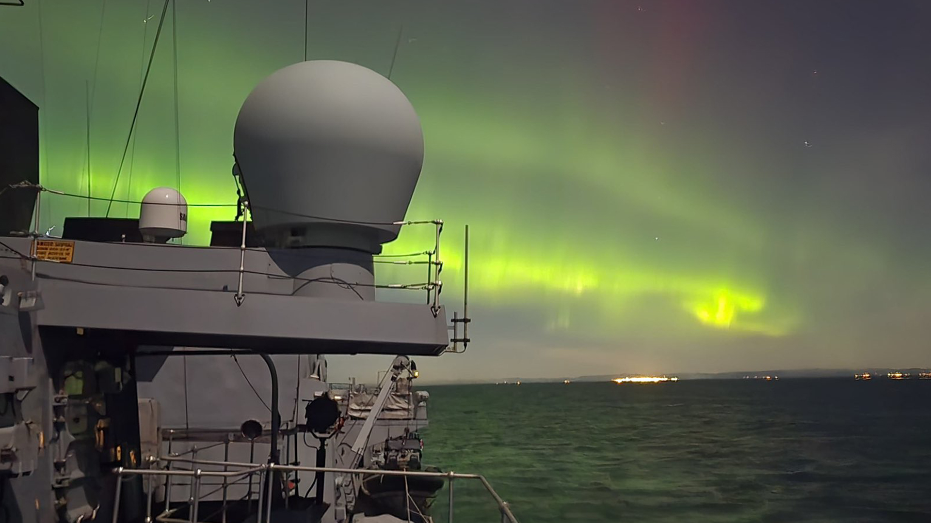 The crew of HMS Somerset captured this stunning image of the aurora borealis