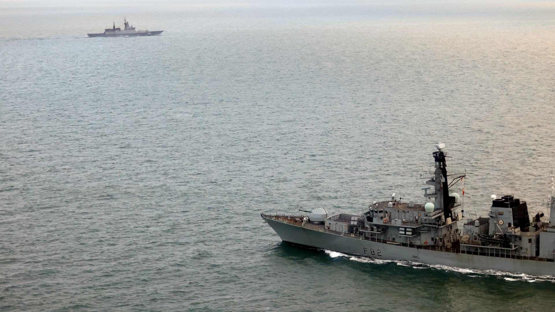 HMS Somerset shadowing Russian vessels over the Christmas period
