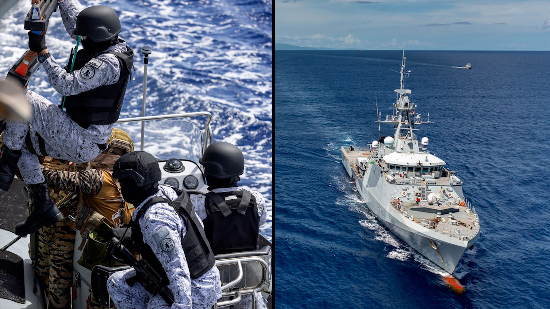 HMS Spey crew play the role of contraband vessel during Ex SamaSama 11102023 CREDIT HMS Spey