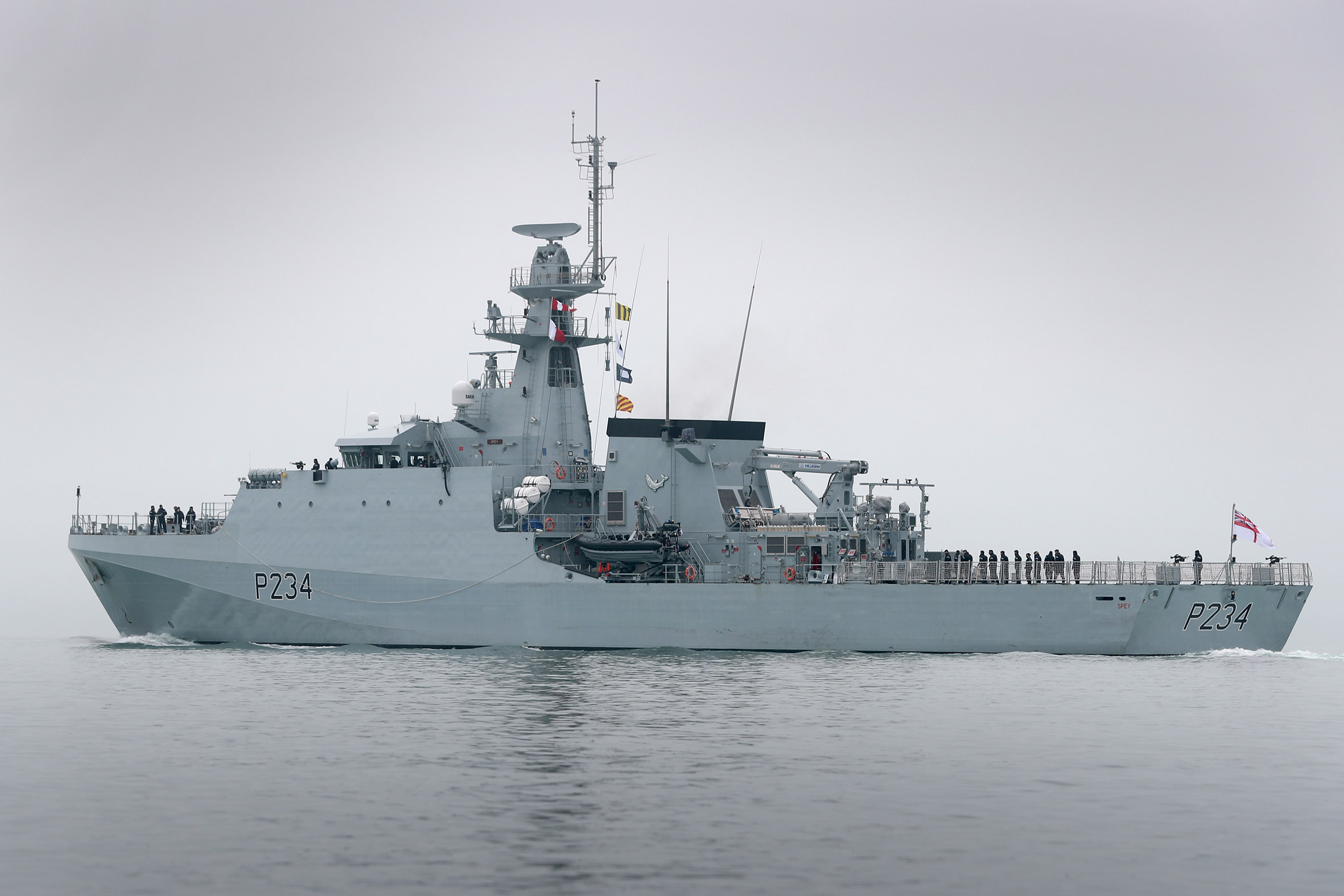 HMS Spey sailing into the Solent (Picture: Royal Navy).