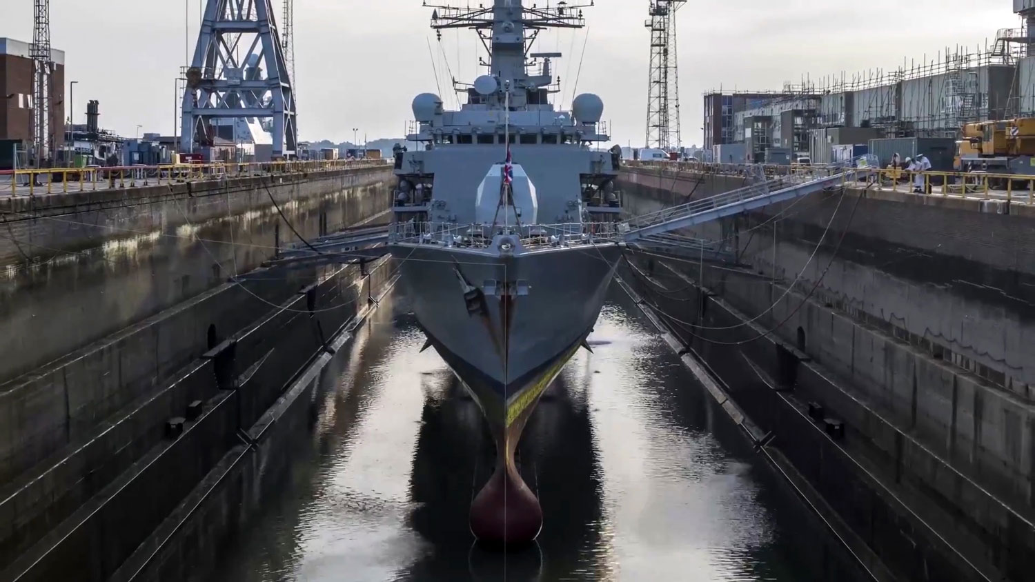 HMS St Albans dry dock repairs