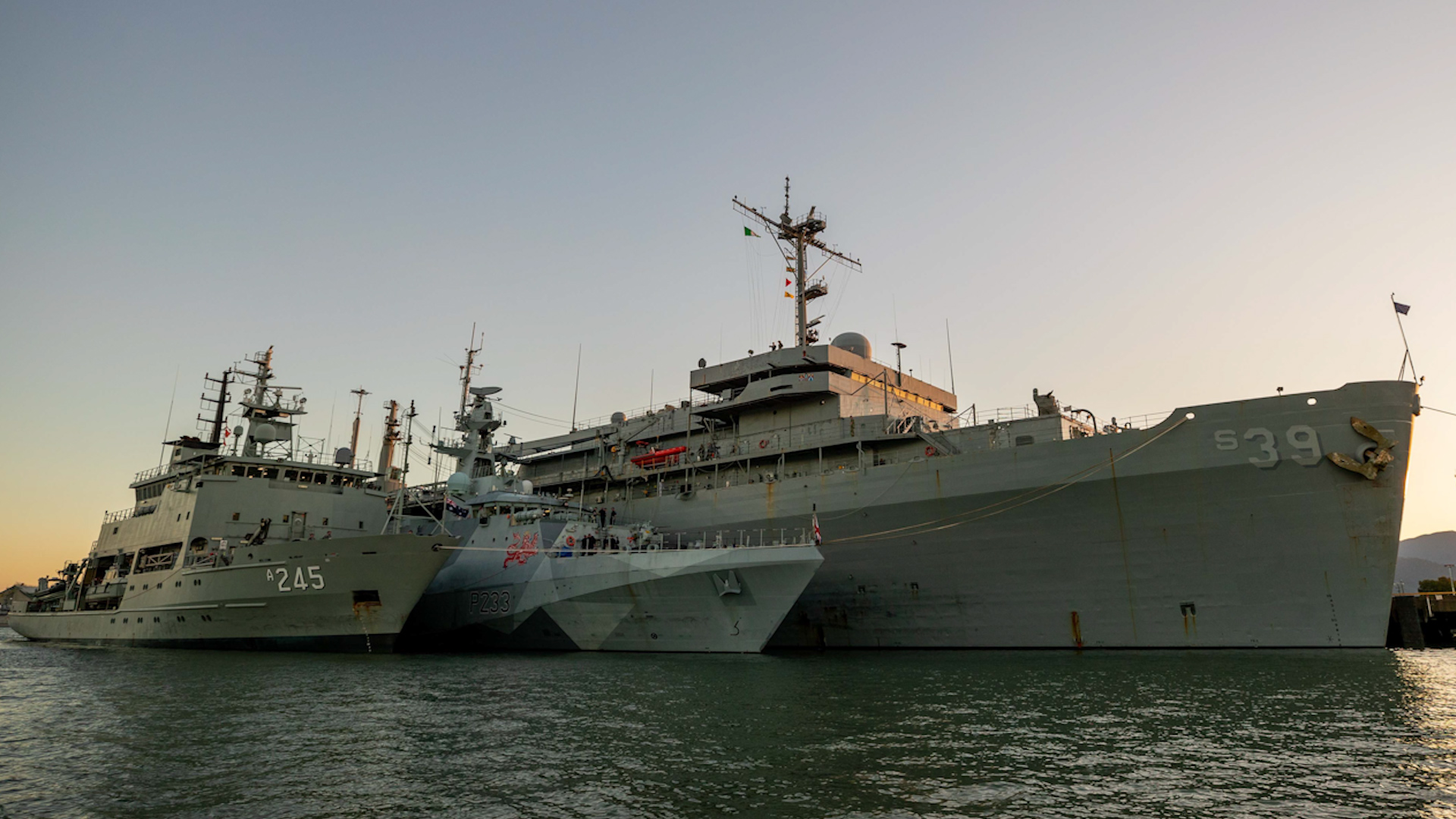 HMS Tamar berthed alongside the USS Emory S Land and HMS Tamar berthed alongside the USS Emory S Land 20062024 CREDIT Navy