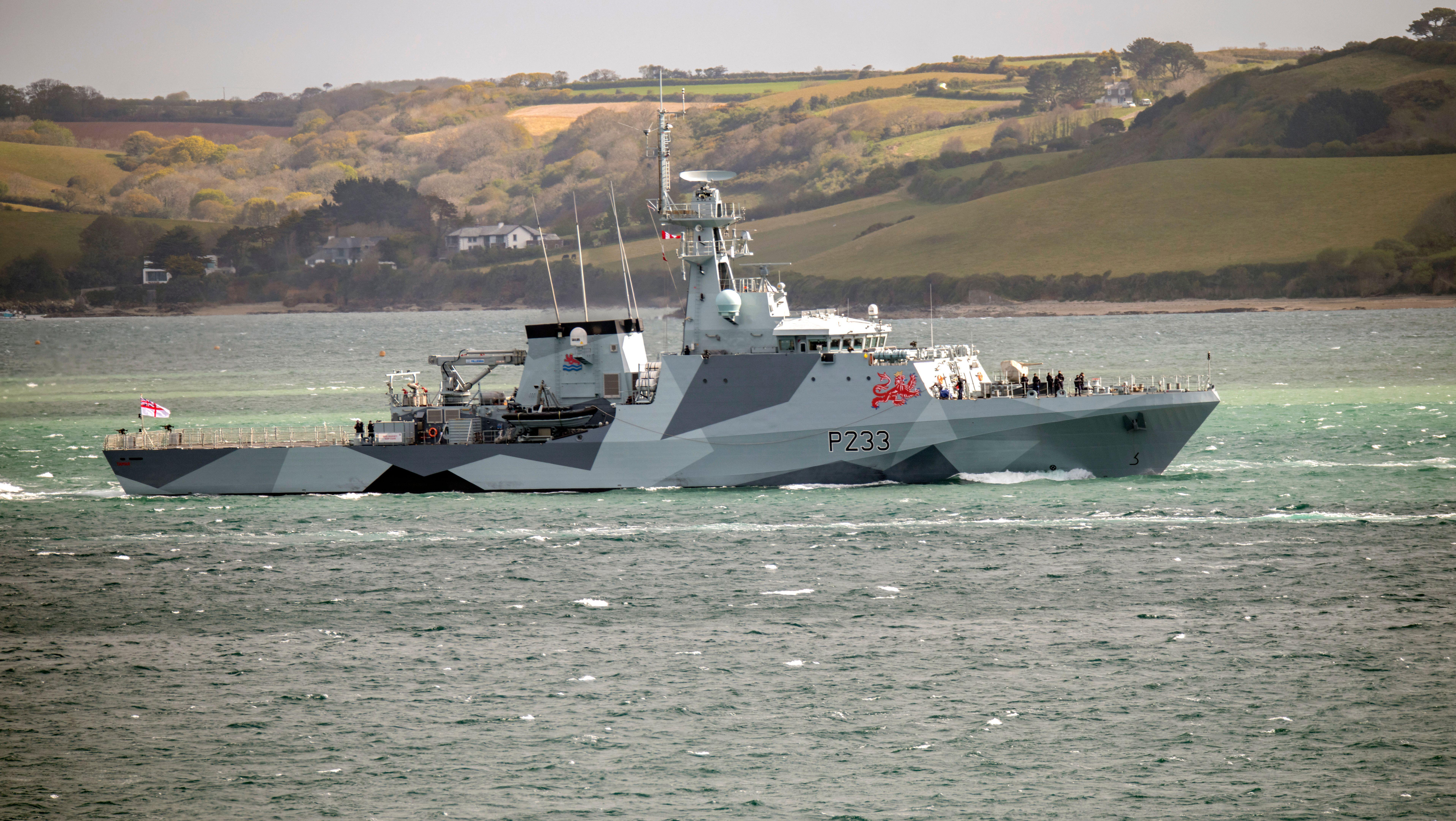 HMS Tamar (file photo) is one of the two Royal Navy ships patrolling Jersey (Picture: Alamy).