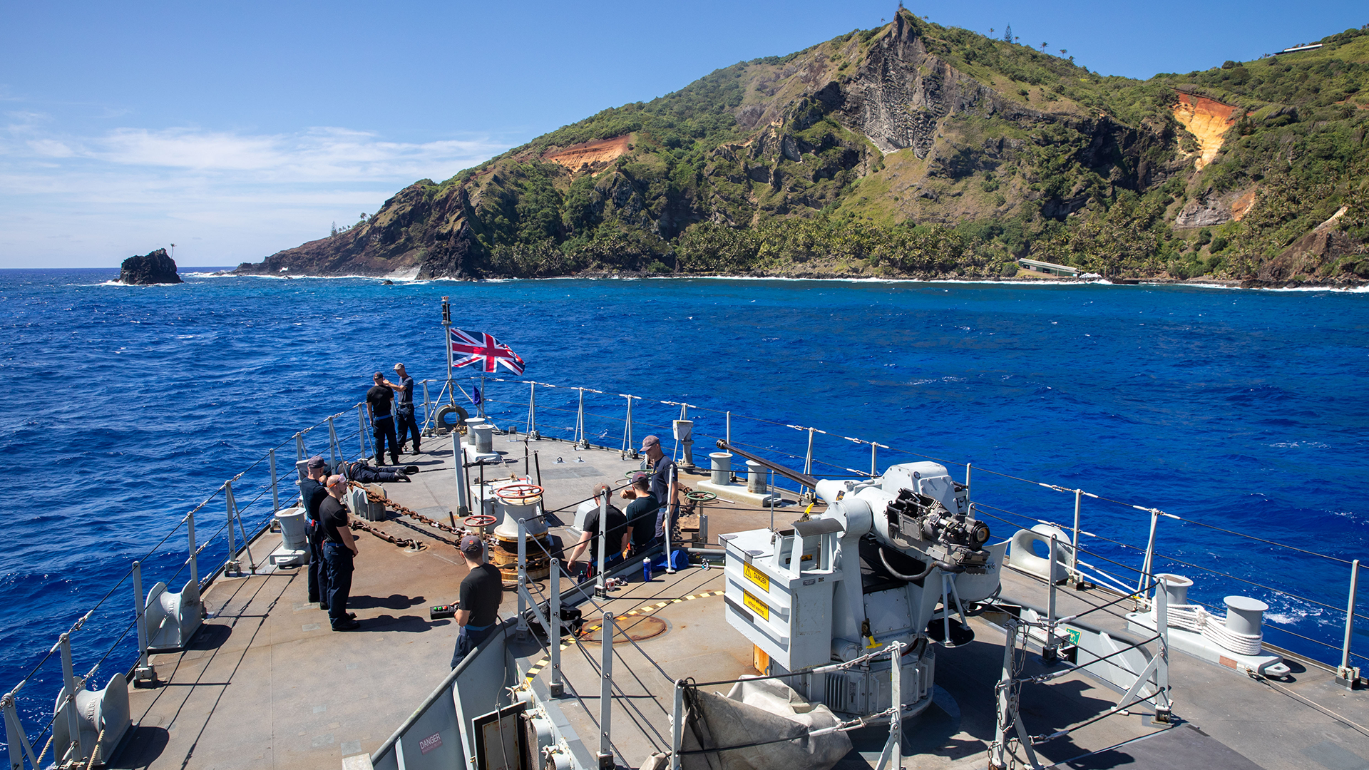 HMS Tamar on a mission to protect the environment of Pitcairn Island 100224 CREDIT ROYAL NAVY