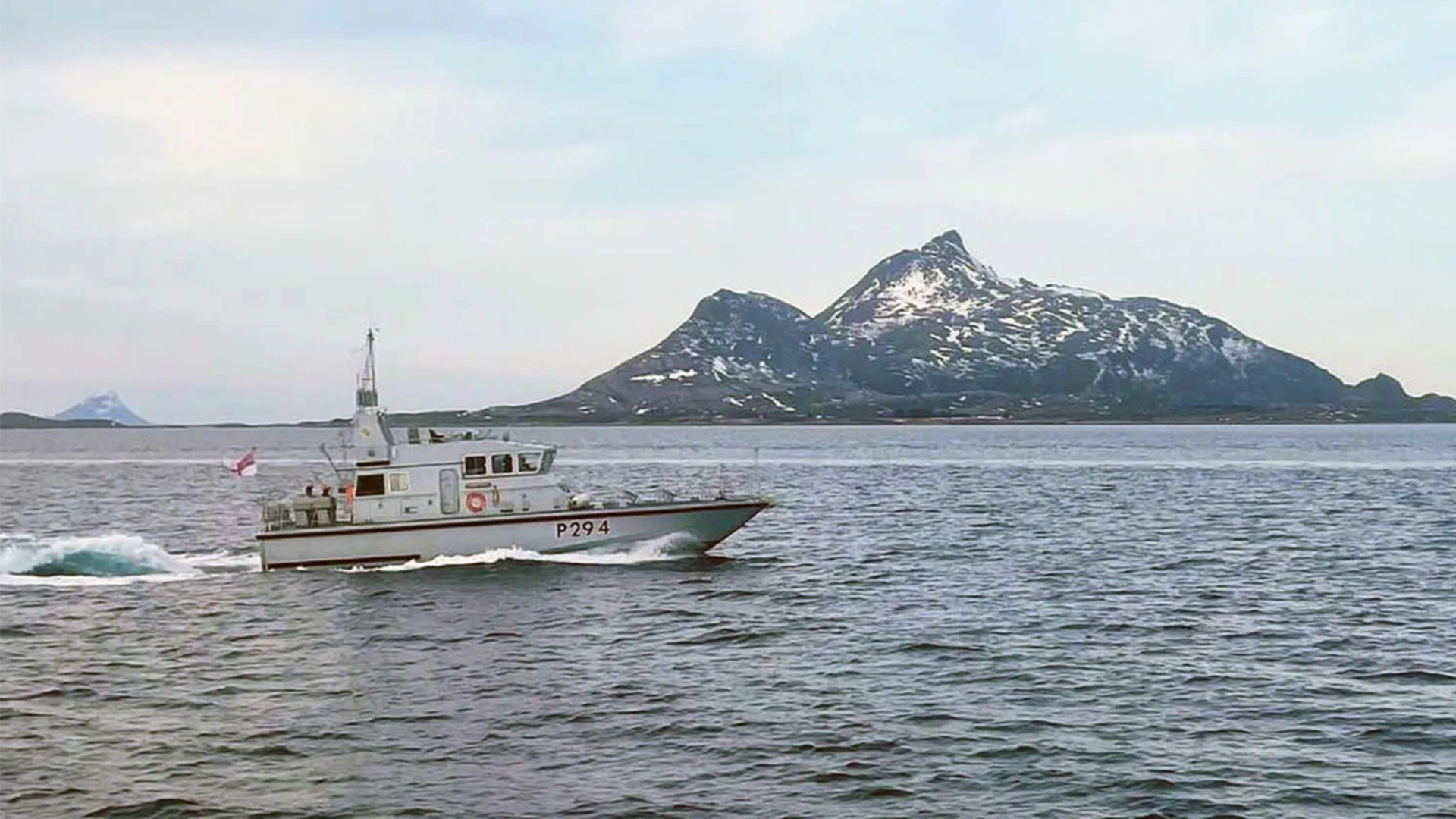 HMS Trumpeter patrolling off Norway in winter 2024