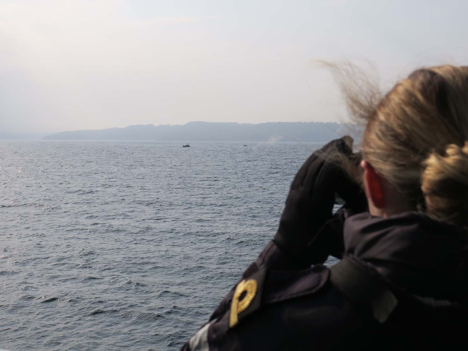 HMS Tyne crew search for the missing diver (Picture: Royal Navy).