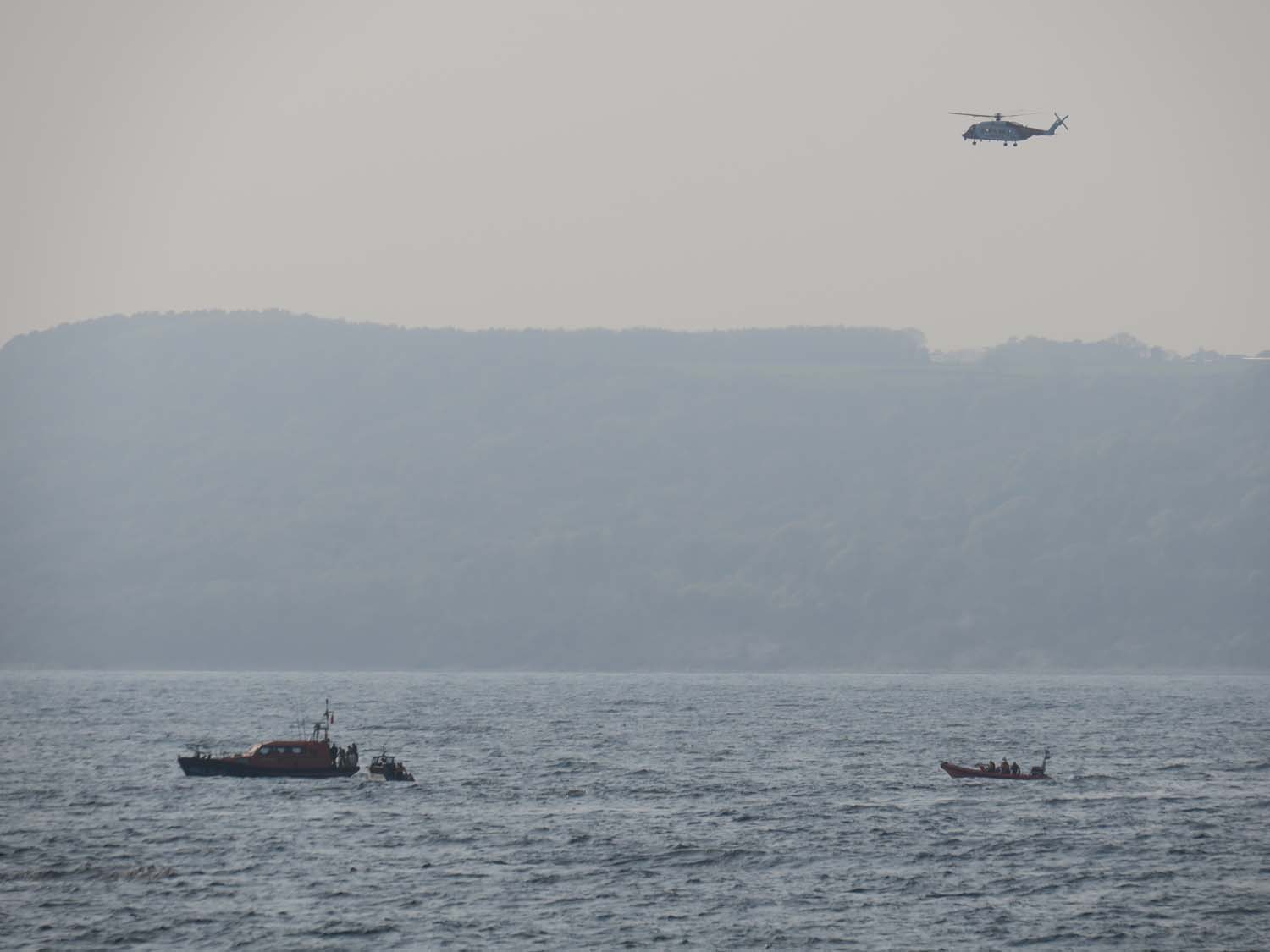 HMS Tyne was part of a large rescue effort in Lyme Bay (Picture: Royal Navy).
