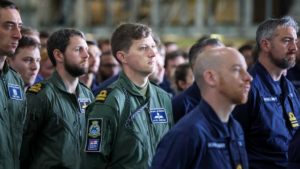 HMS Prince of Wales cleared their lower deck to hold a service commemorating the battle of the Denmark Strait during the Second World War (Picture: Royal Navy).