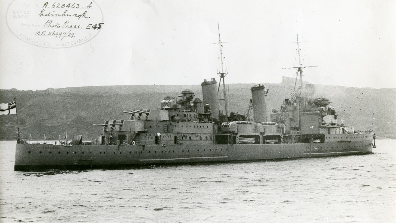 HMS Edinburgh taken during the Second World War CREDIT The National Museum of the Royal Navy
