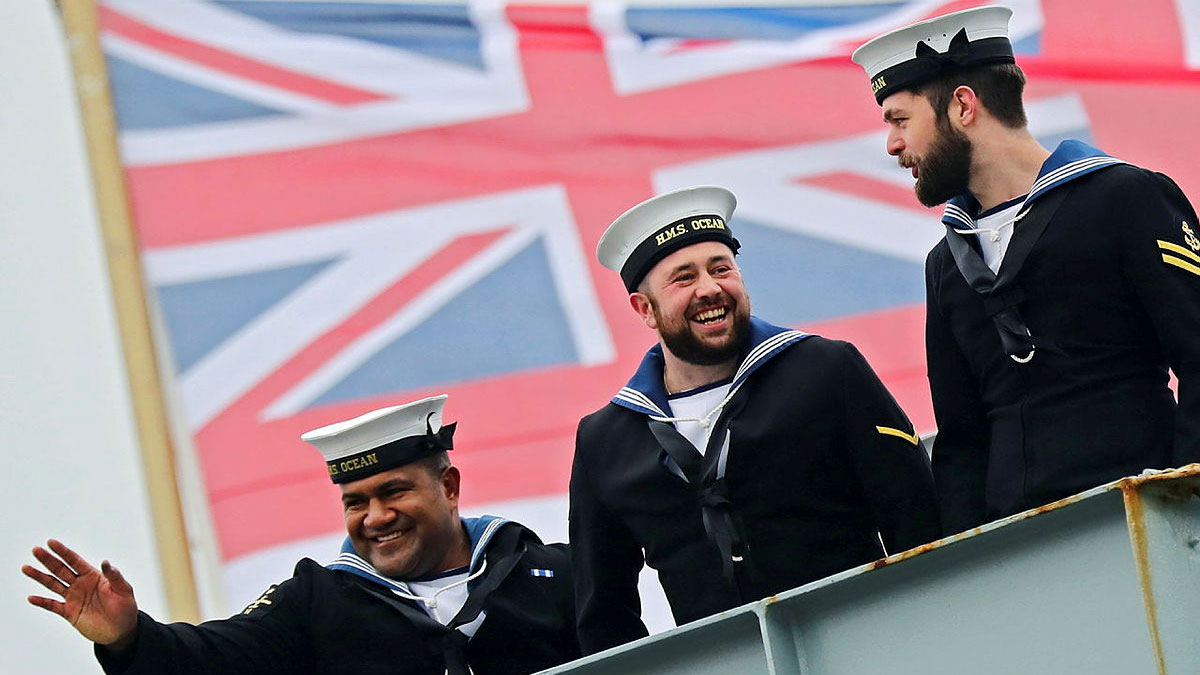 HMS Ocean returning to her base port of Devonport following a period of six and a half months on operations in 2017 (Picture: Crown Copyright).